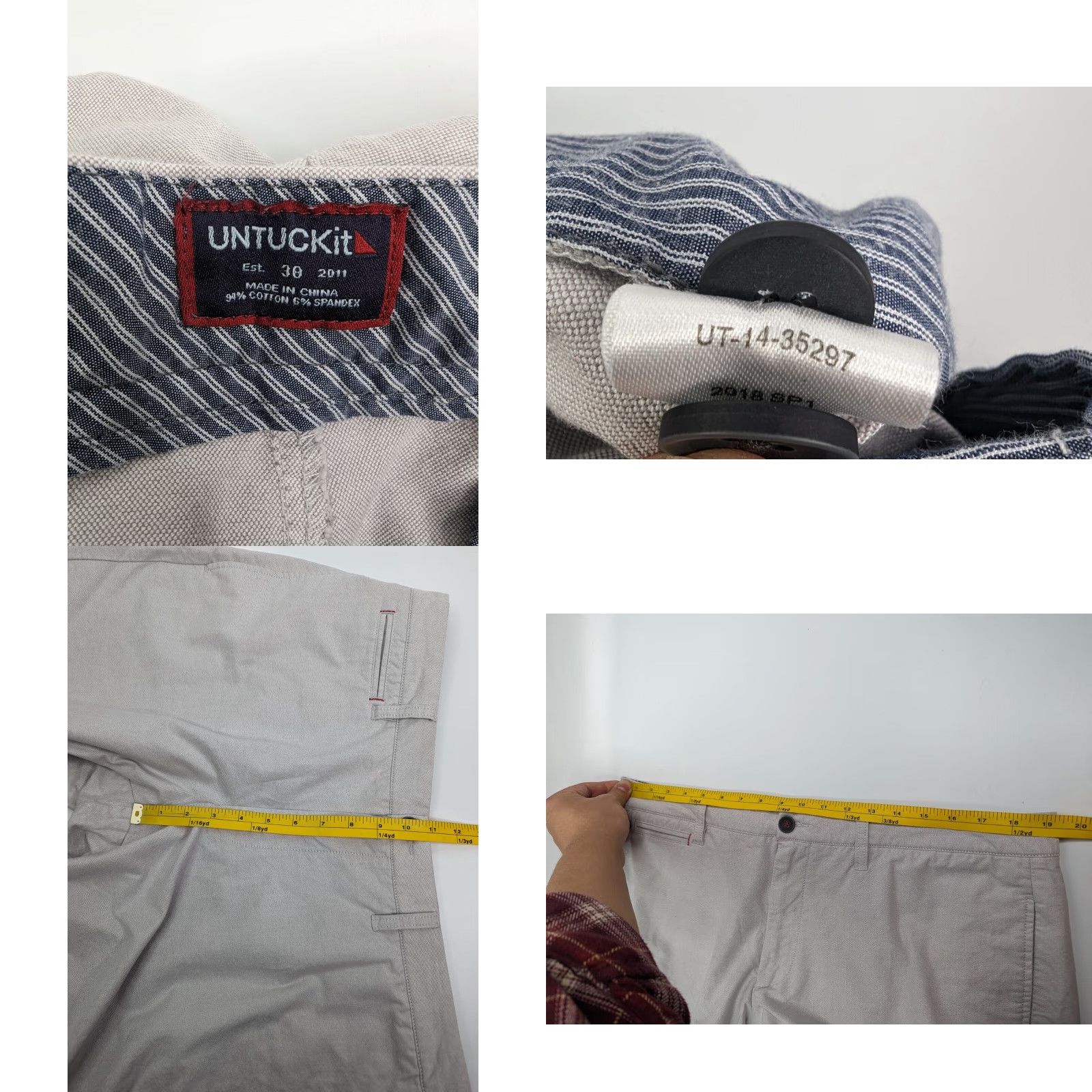 UNTUCKit UNTUCKit Chino Shorts Gray Mens 38 Casual Golf 5 Pocket Regular Rise Mid Inseam 9 in Adult 5-Pocket Filled Logo Size US 38 / EU 54 - 8 Thumbnail