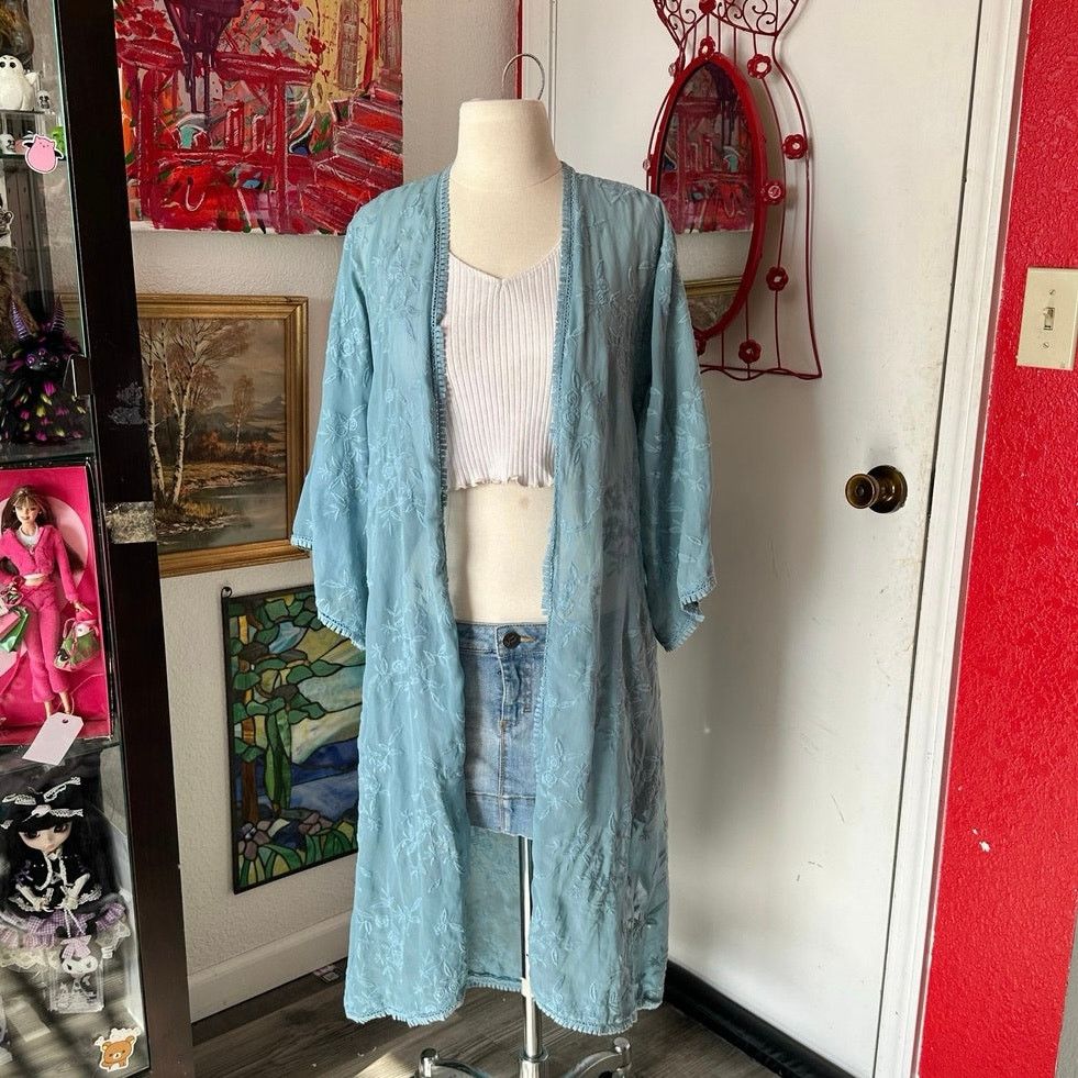 Forever 21 forever 21 blue sheer floral cover up jacket Size S / US 4 / IT 40 - 1 Thumbnail