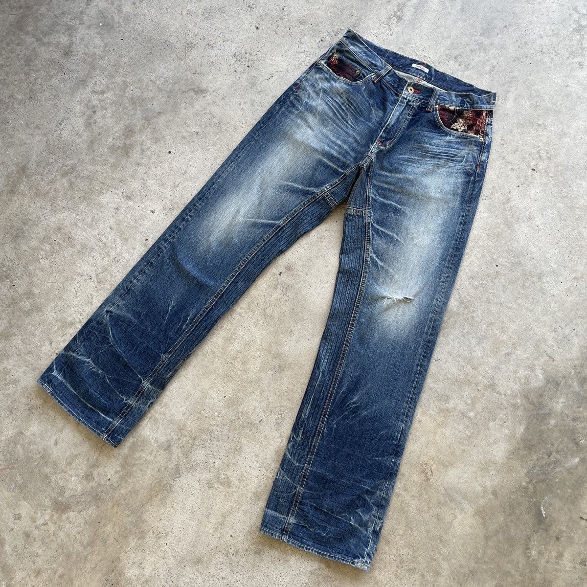 Japanese Brand Vintage Enternal Japan Rare Floral Baggy Jeans Faded Pants Size US 32 / EU 48 - 3 Thumbnail