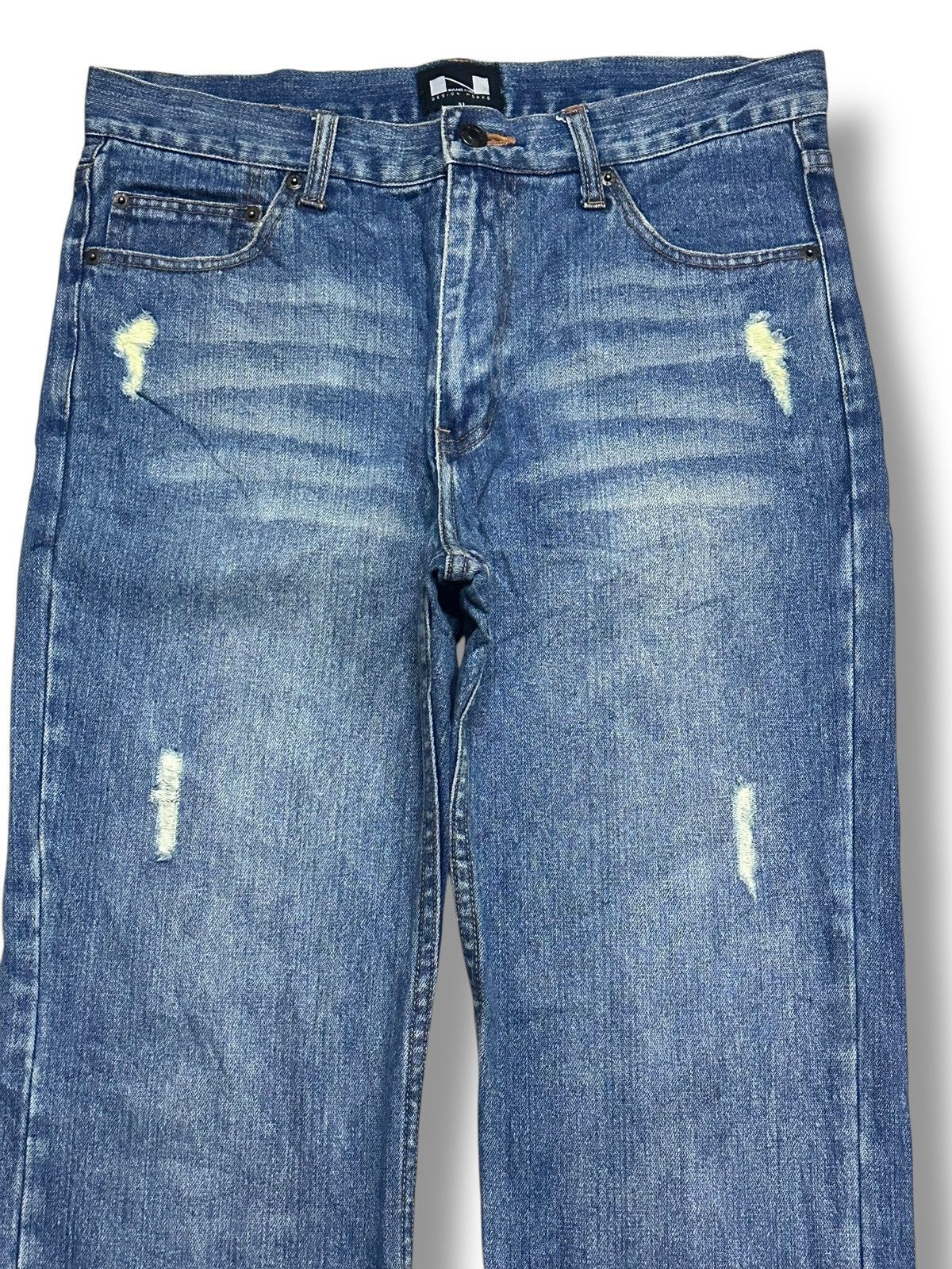 Japanese Brand Nylaus Jeans Baggy Loose Distressed With Faded Wash Size US 33 - 3 Thumbnail