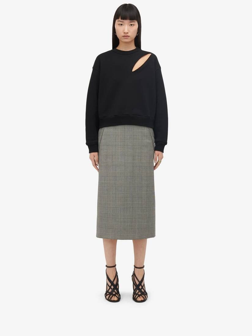 Alexander McQueen o1srvl11e0326 Slashed Sweatshirt in Black Size M / US 6-8 / IT 42-44 - 3 Thumbnail