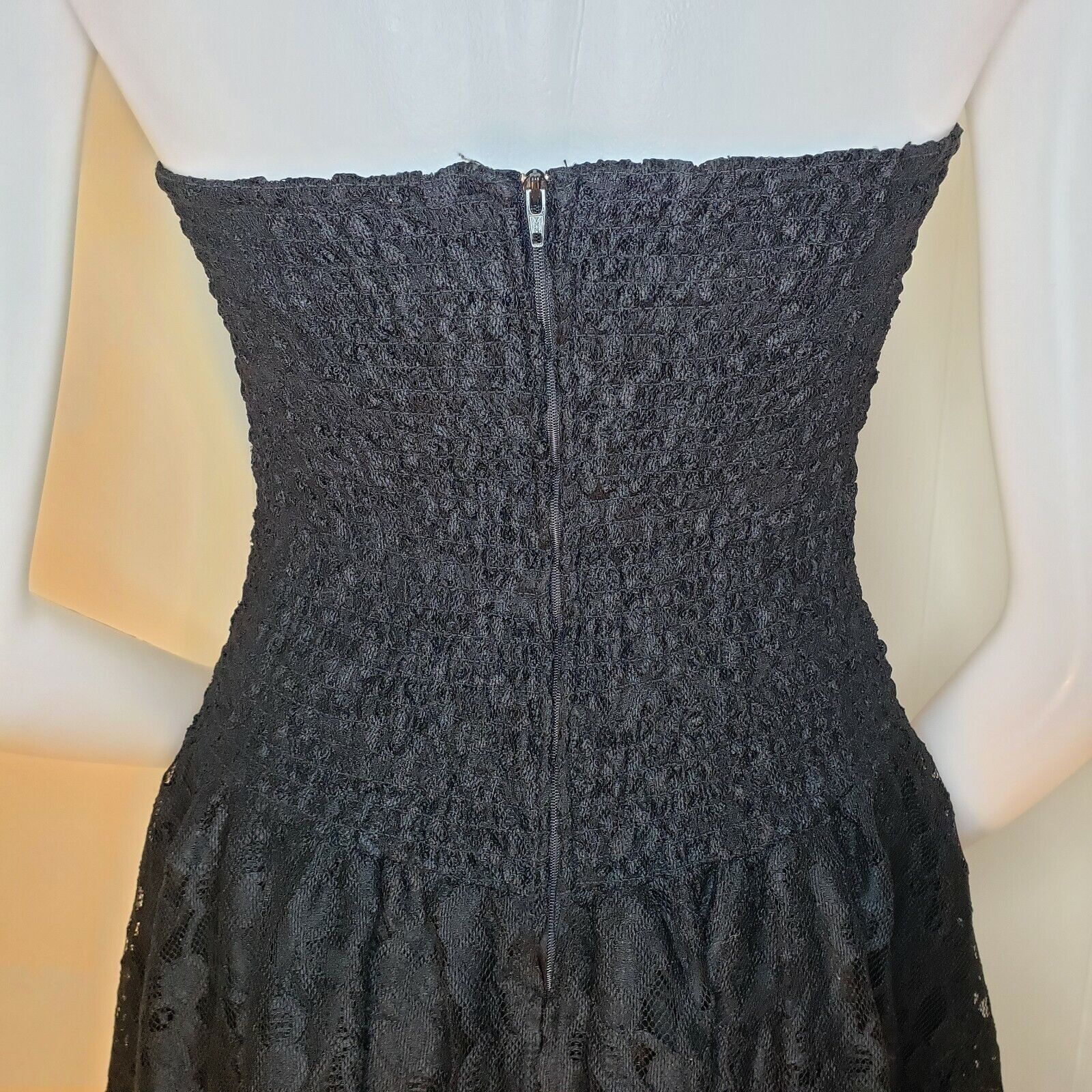 Vintage Vtg Strapless Corset Dress Womens 10 Black Lace NYE Cocktail Size S / US 4 / IT 40 - 7 Thumbnail
