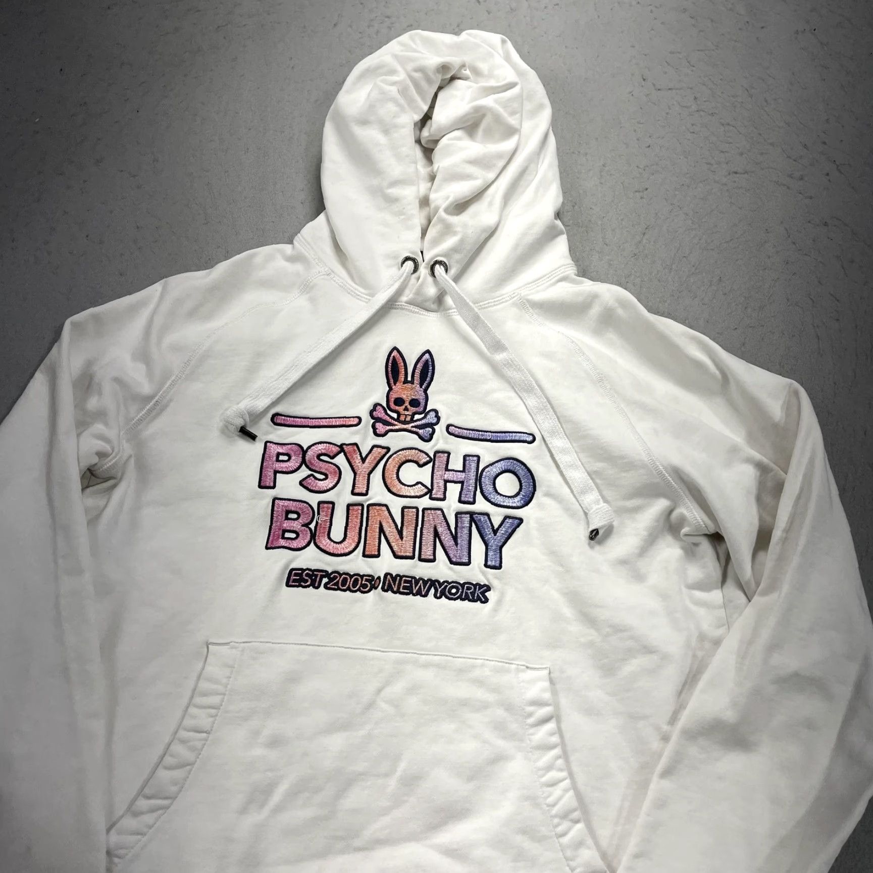 Psycho Bunny Psycho Bunny Hoodie Mens M White Gradient Logo Skull Bunny Pullover Graphic Print Hooded with Pockets Crew Neck Size US M / EU 48-50 / 2 - 3 Thumbnail