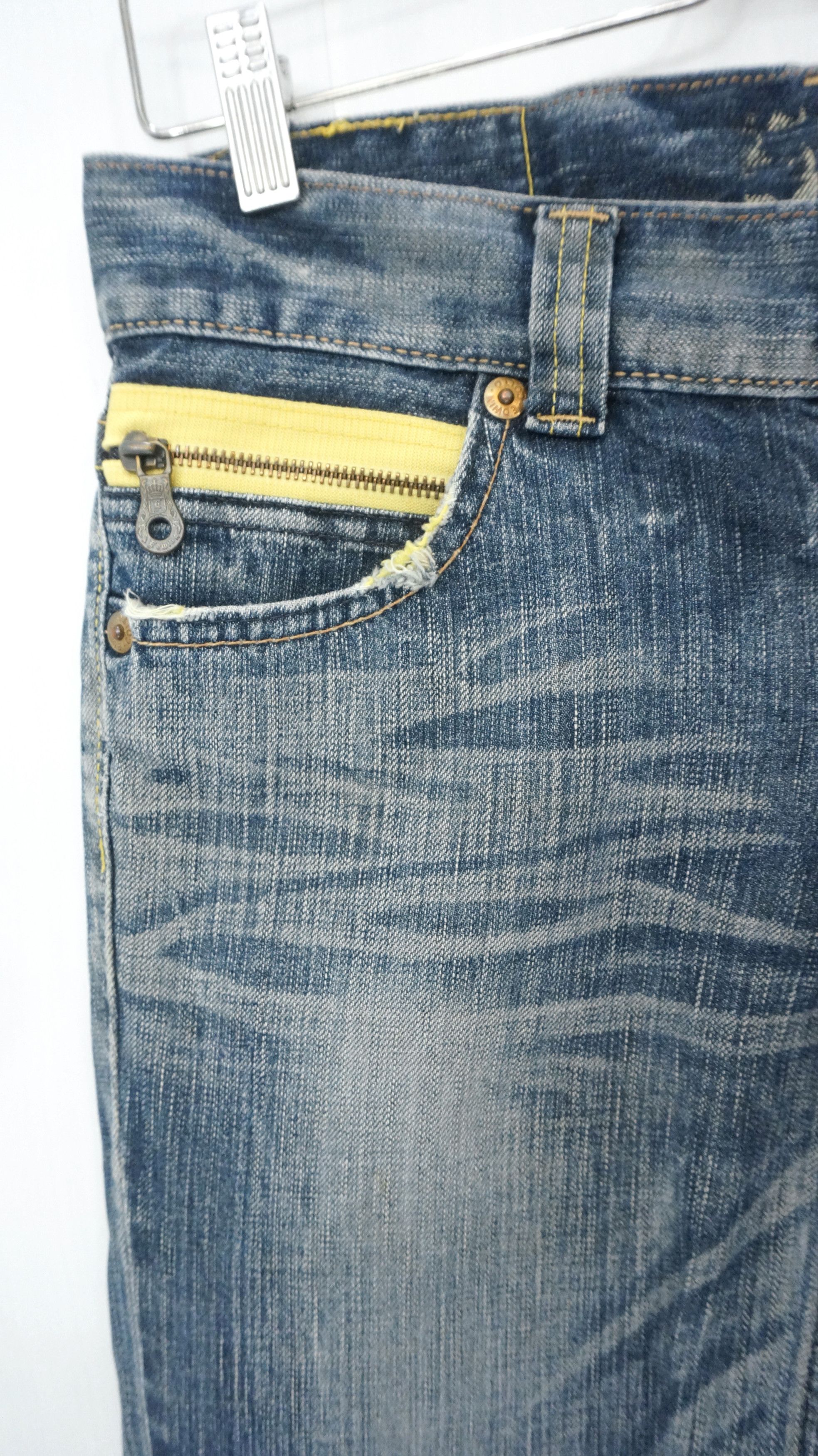 Japanese Brand 🔥 Flared EDWIN Bluetrip Yellow Stitch Ladies Rare Size 29" - 6 Thumbnail