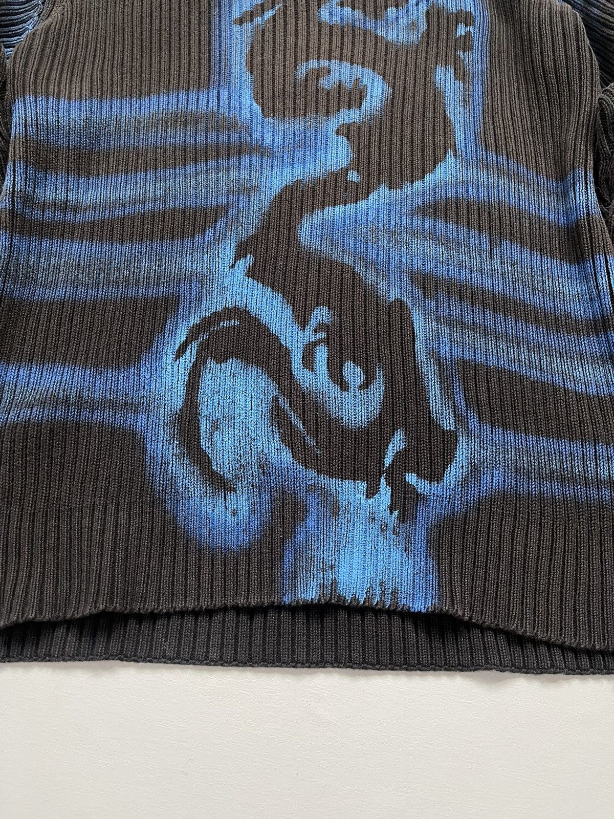 Japanese Brand Faded Dirty Y2K Dragon Japan Style Thrashed Ribbed Sweater Size US M / EU 48-50 / 2 - 6 Thumbnail
