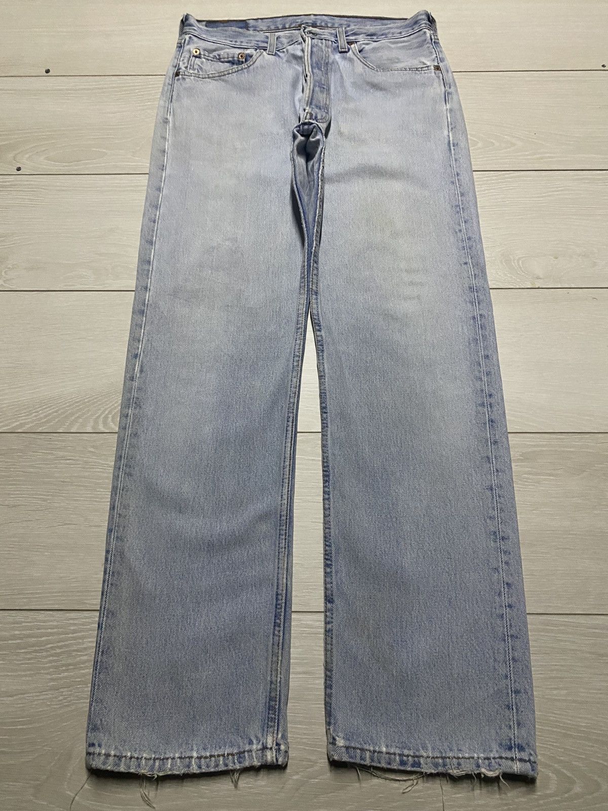 Levi's Vintage Levis 501 Light Faded Blue Distressed Loose Jeans Size US 30 / EU 46 - 1 Thumbnail