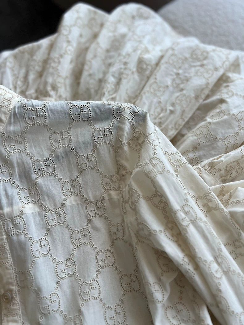Gucci Gucci Beige logo jacquad full print cotton long-sleeved dr Size XS / US 0-2 / IT 36-38 - 3 Thumbnail