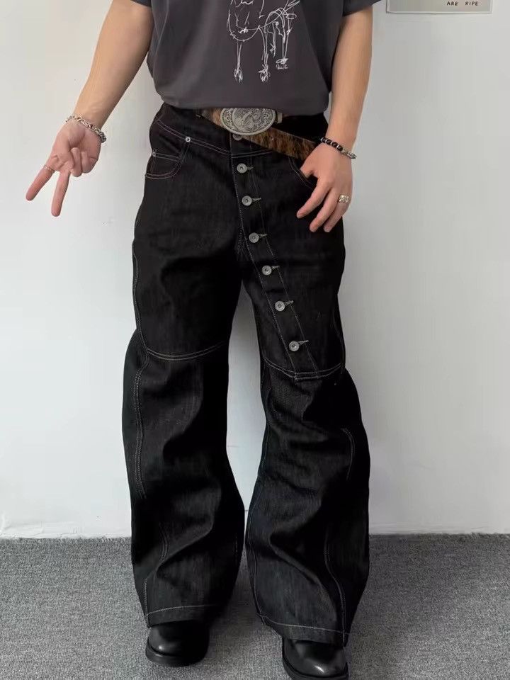 Jean Streetwear Punk Retro Straight Trendy Y2k Jeans Pants Size US 29 - 1 Thumbnail