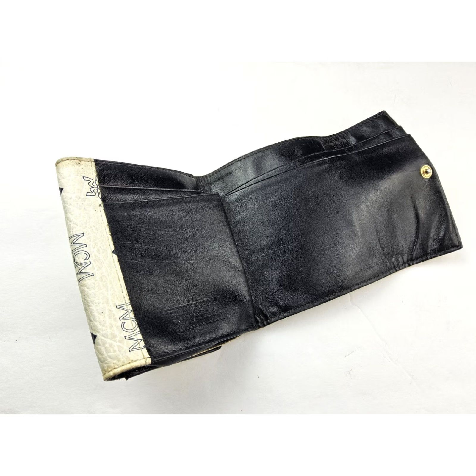 MCM MCM Logo Visetos Leather Folding Snap Wallet Women's Size ONE SIZE - 4 Thumbnail