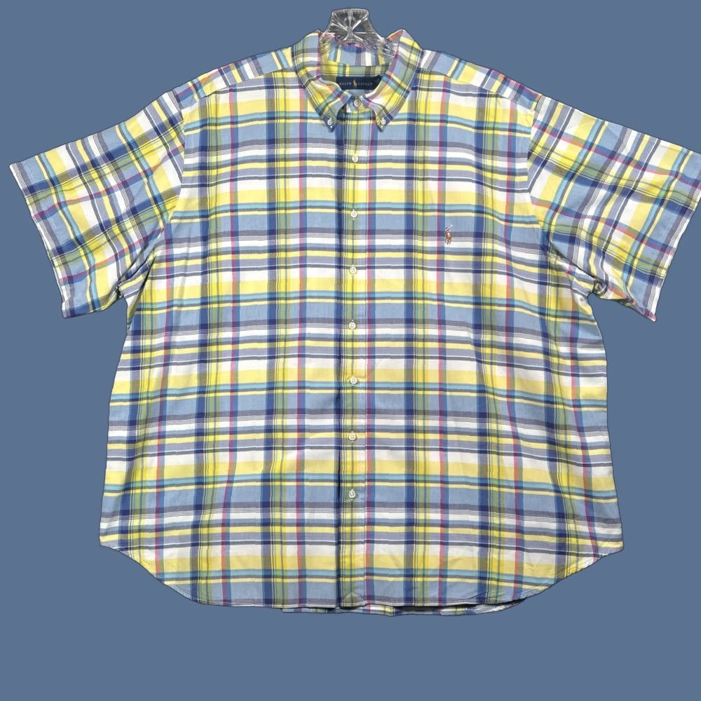 Ralph Lauren Ralph Lauren Button Down Short Sleeve Plaid 3XB Mens Flesh Pony Short Sleeve Size US 39 - 1 Thumbnail