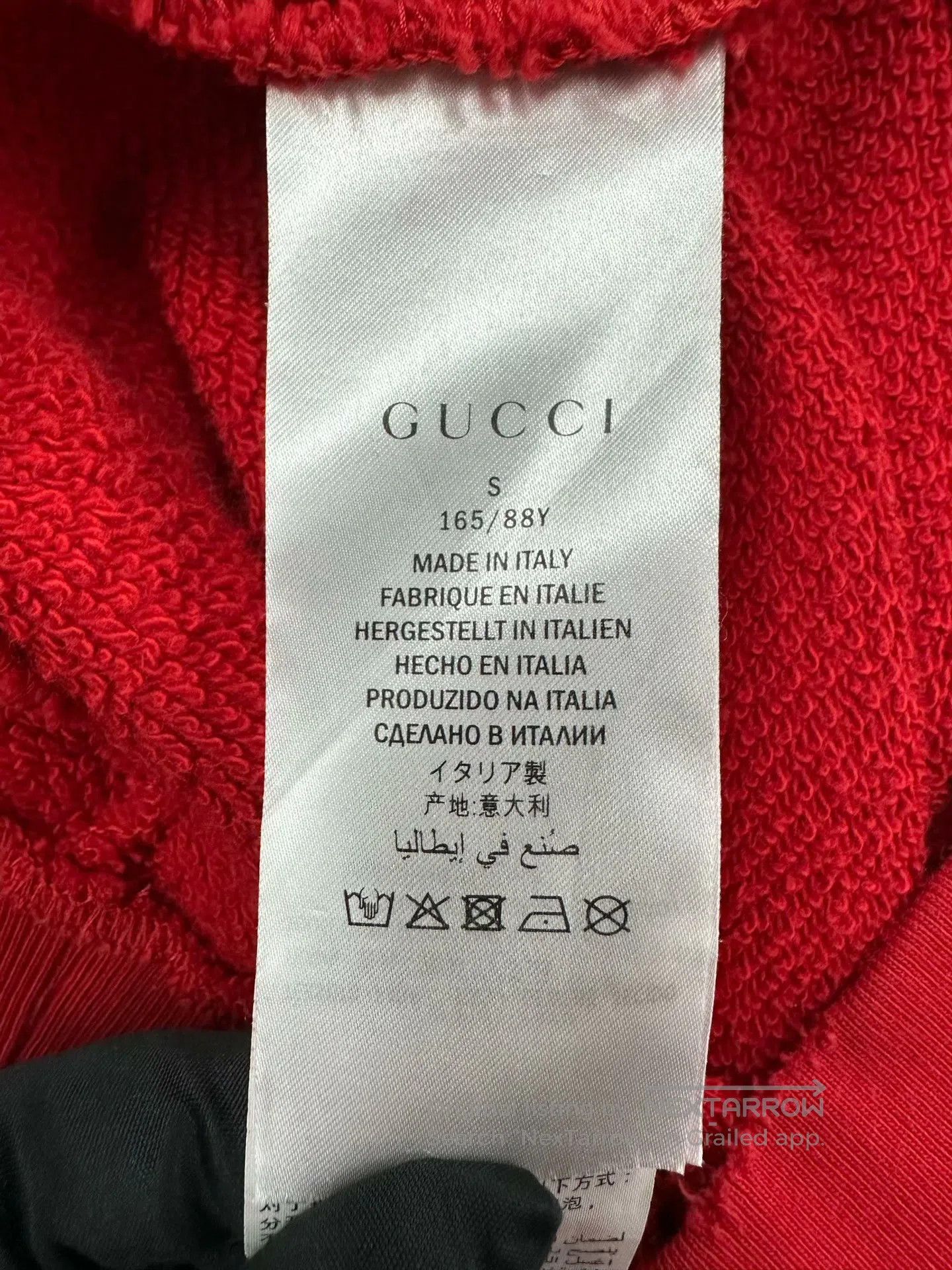 Gucci Guicci Red Letter Logo Distressed Long-Sleeve Hoodie| Size US S / EU 44-46 / 1 - 4 Thumbnail