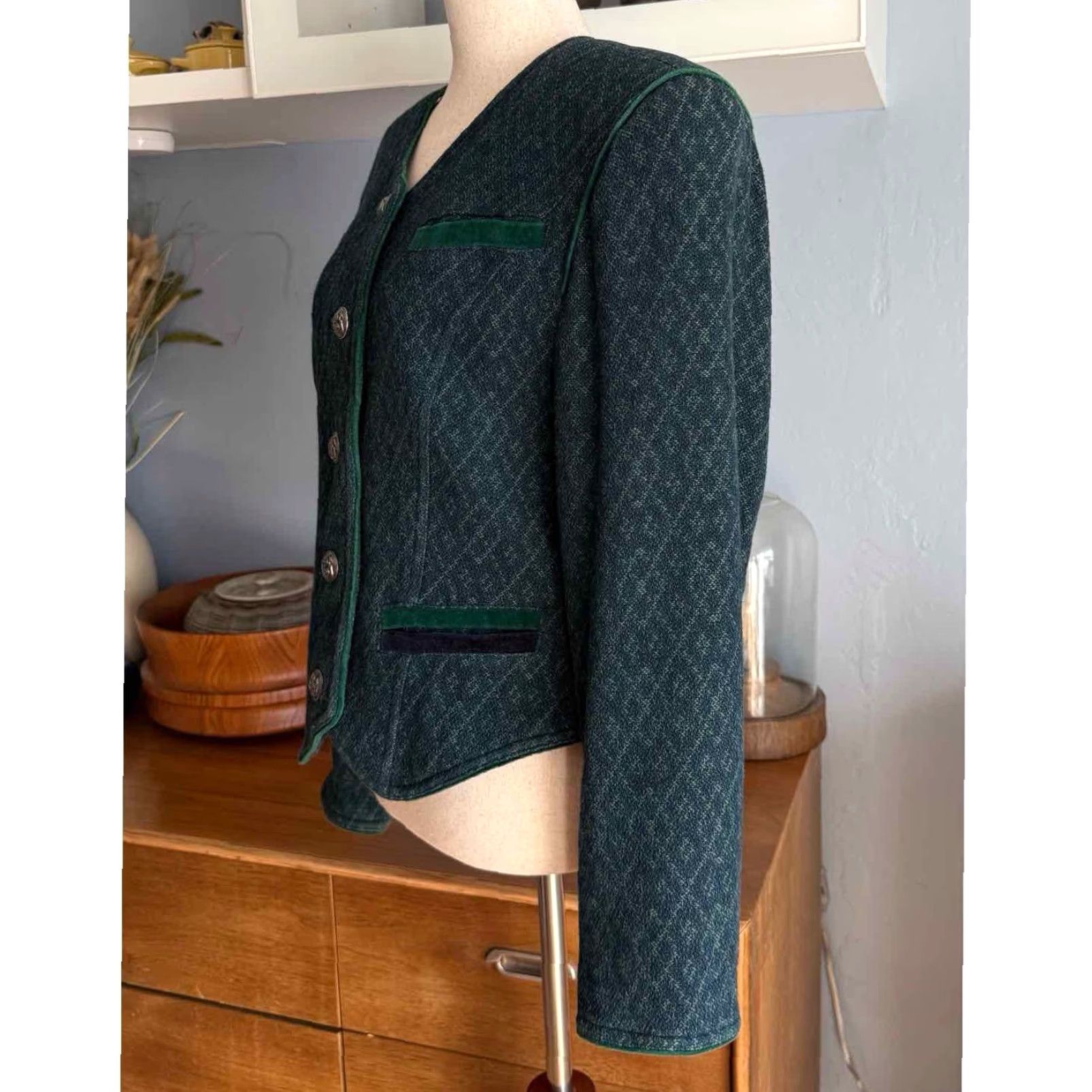 Sperry VINTAGE Perry Wool Trachten Tyrol Jacket Embroidered Dog Green Bavarian M Jacket Women's M Green Dog Embroidered Jacket Size M / US 6-8 / IT 42-44 - 4 Thumbnail