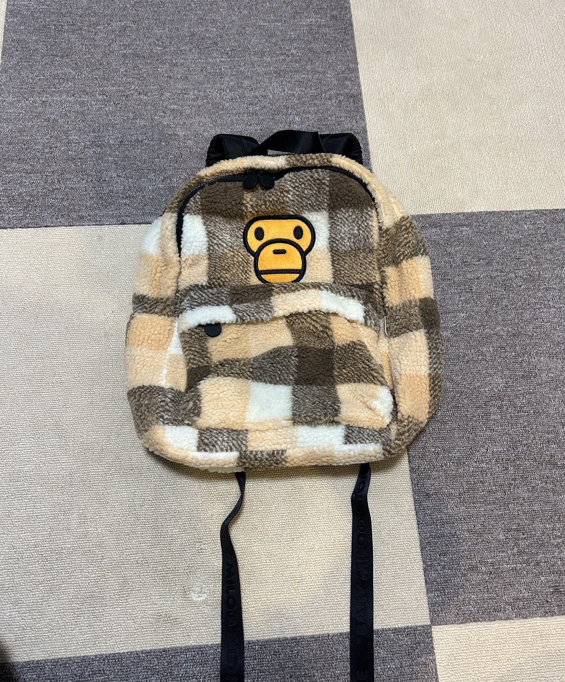 Bape Bape Brown Plaid Baby Milo Medium backpack fur Size ONE SIZE - 5 Thumbnail