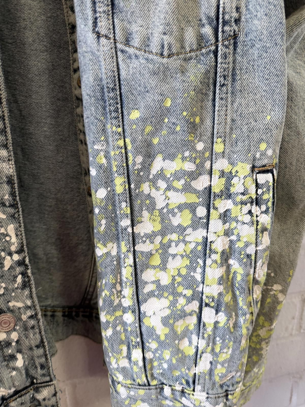 Mavi Men's Mavi Denim Jacket with Yellow and White Splatter Paint Size US L / EU 52-54 / 3 - 2 Thumbnail