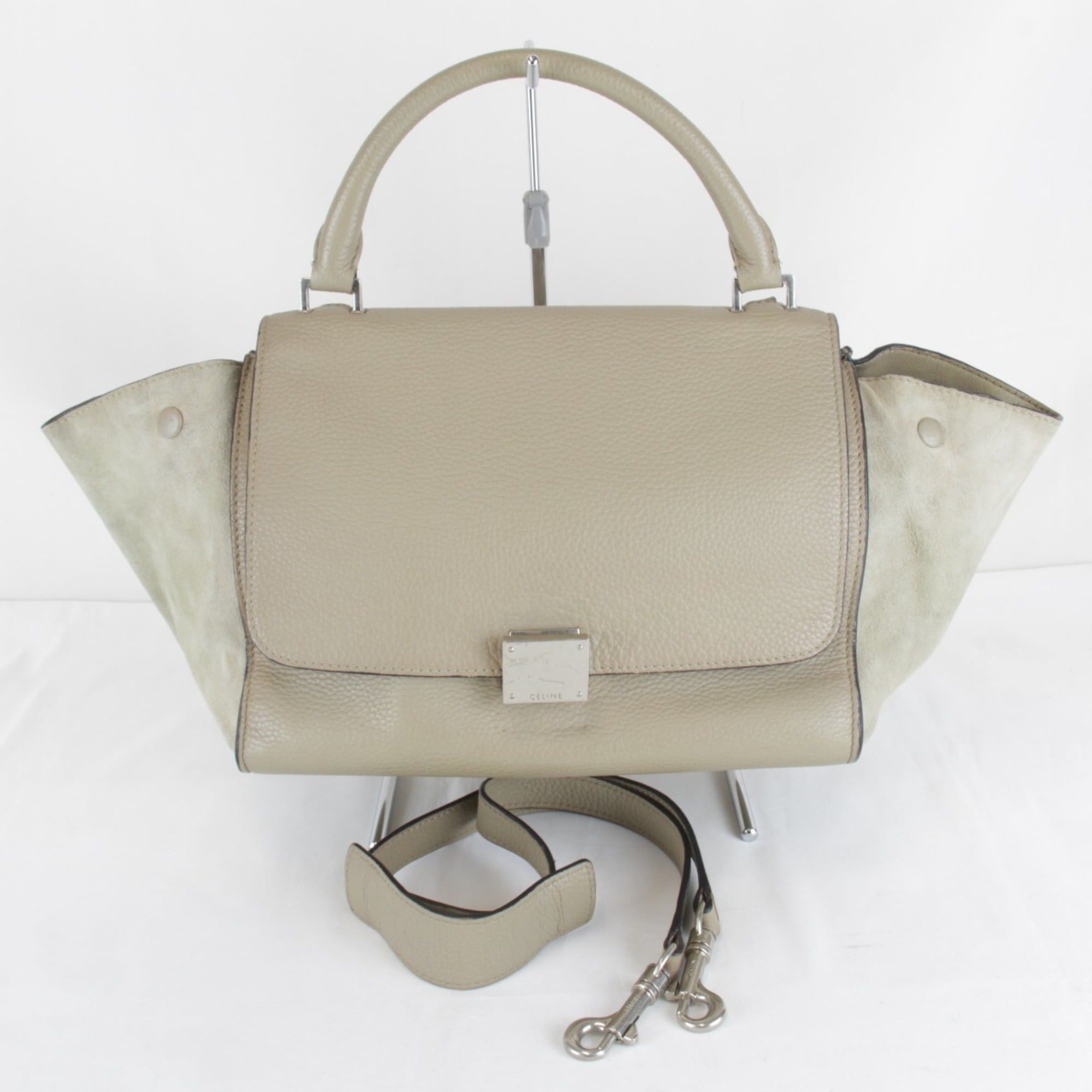 Celine CELINE Small Trapeze Bag Shoulder Leather/Suede 940g Women's Beige Size ONE SIZE - 1 Thumbnail