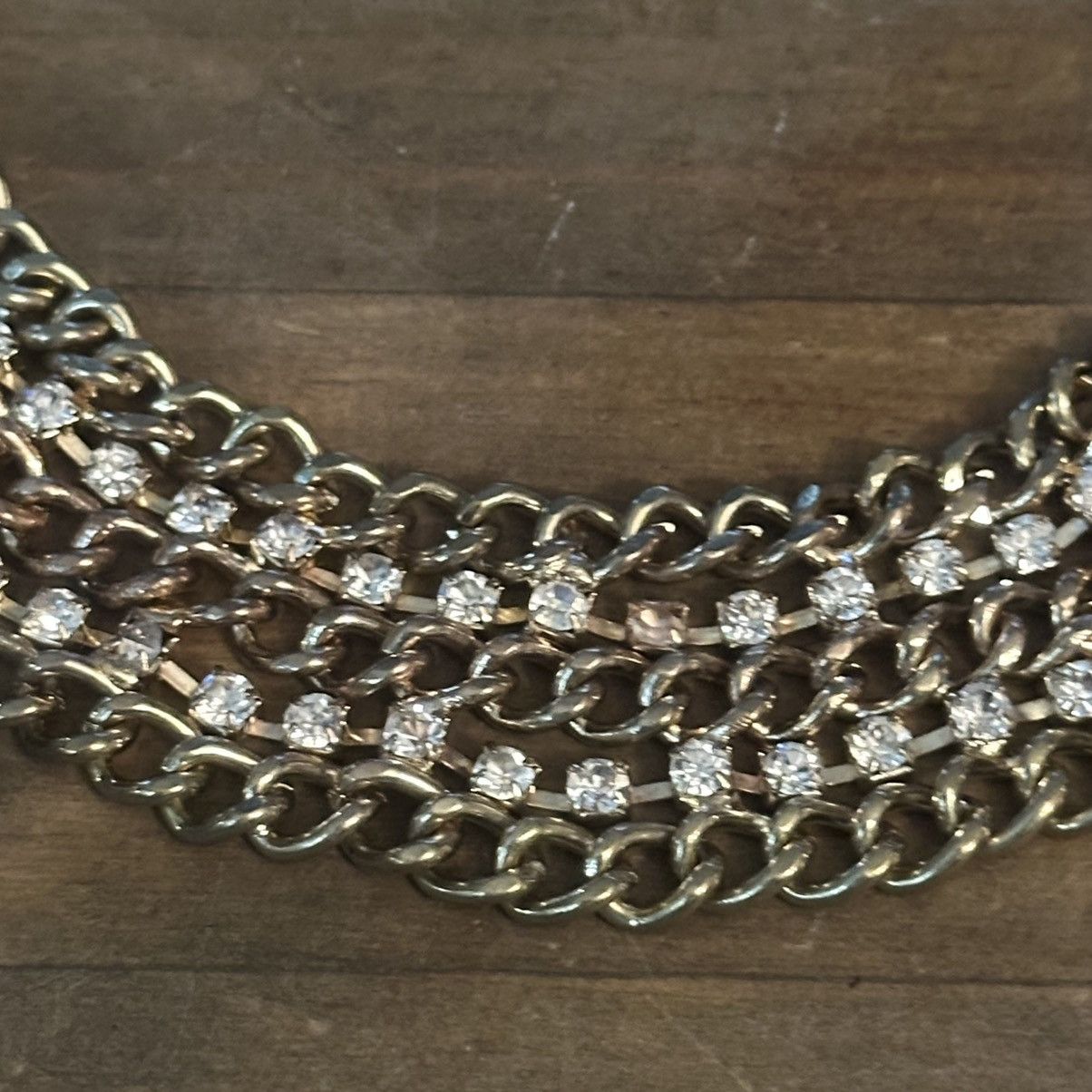 Aldo Aldo gold tone multi chain rhinestone collar necklace Size ONE SIZE - 3 Thumbnail