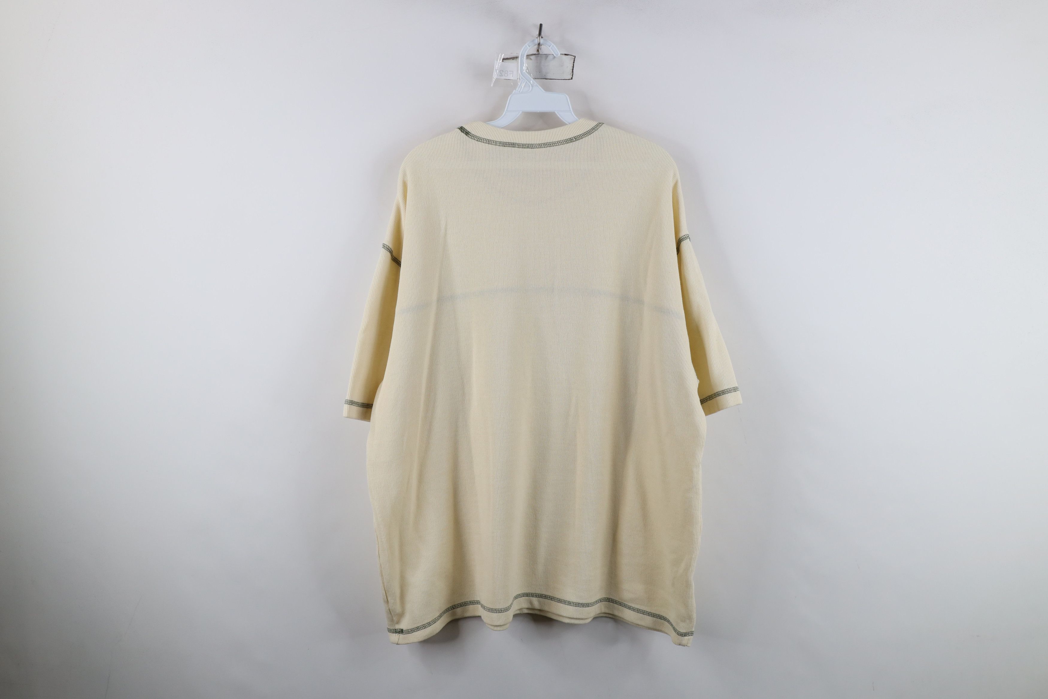 Vintage Vintage 90s Streetwear Thermal Waffle Knit T-Shirt Cream Size US XXL / EU 58 / 5 - 9 Thumbnail