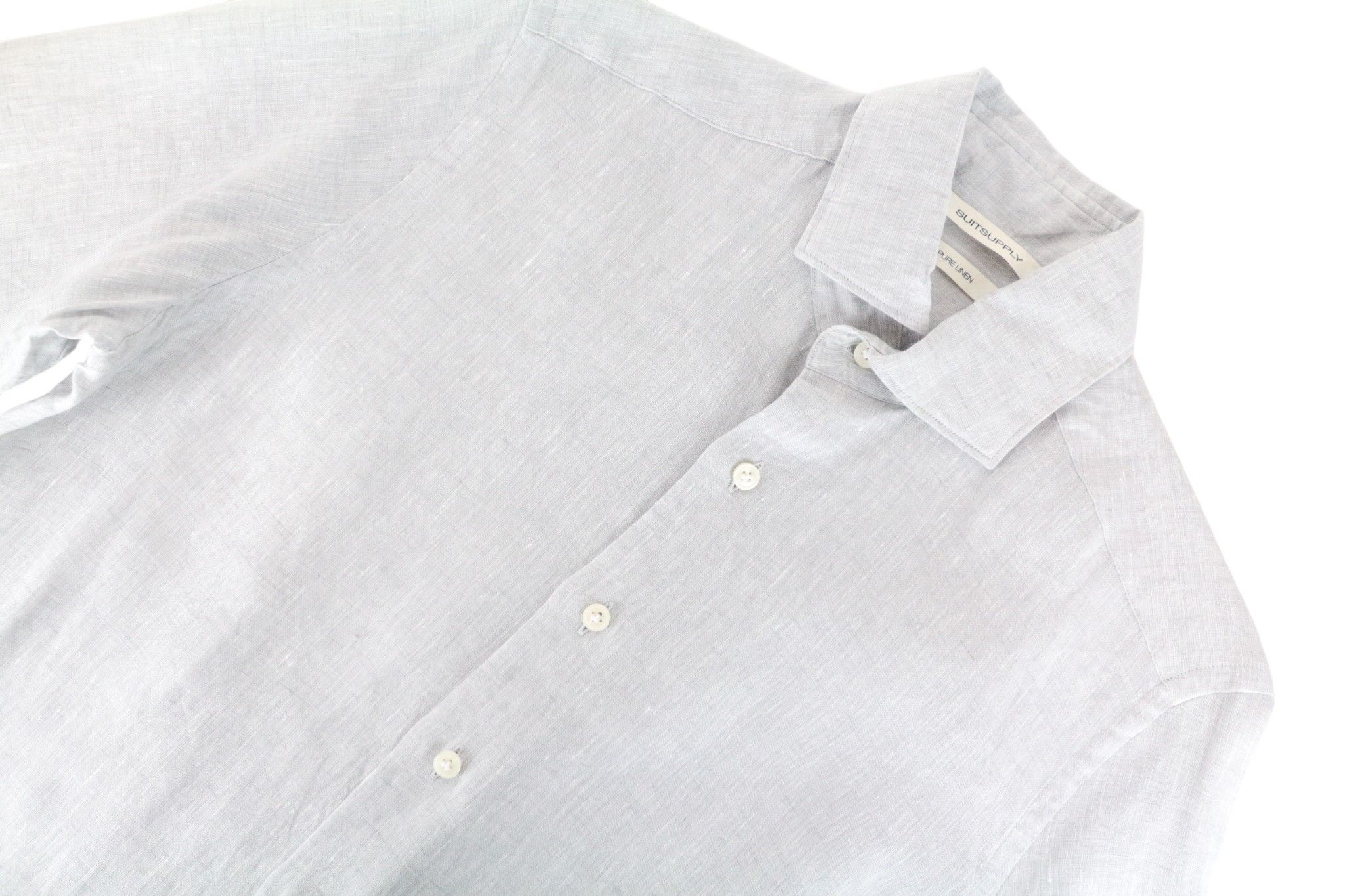 Suitsupply 35/13 1/2/36/14 Grey Linen Melange Shirt 67179 Size US S / EU 44-46 / 1 - 4 Thumbnail