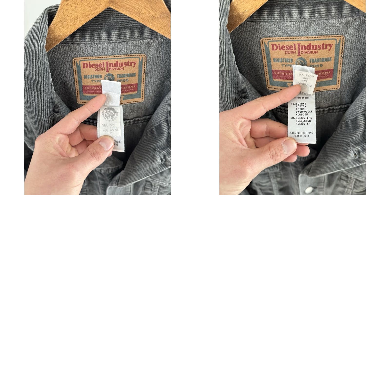 Diesel VINTAGE Diesel Corduroy Jacket 90s Bomber Shirt Mens XL-XXL Dark Gray Size US XXL / EU 58 / 5 - 8 Thumbnail
