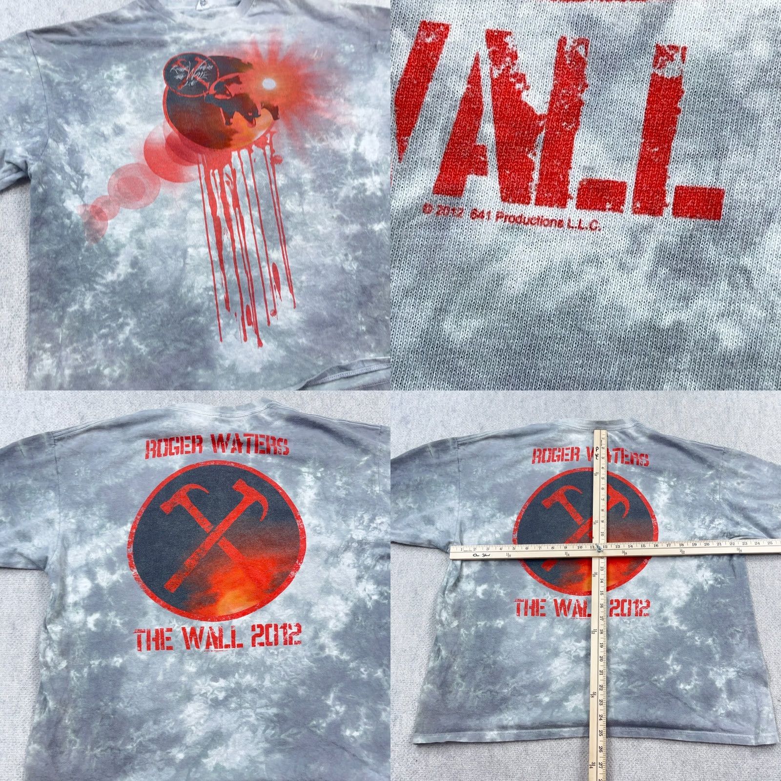 Delta VINTAGE Roger Waters Shirt Men XXL 2XL Gray The Wall Tour Band Tee Tie Dye Y2K Size US XXL / EU 58 / 5 - 8 Thumbnail