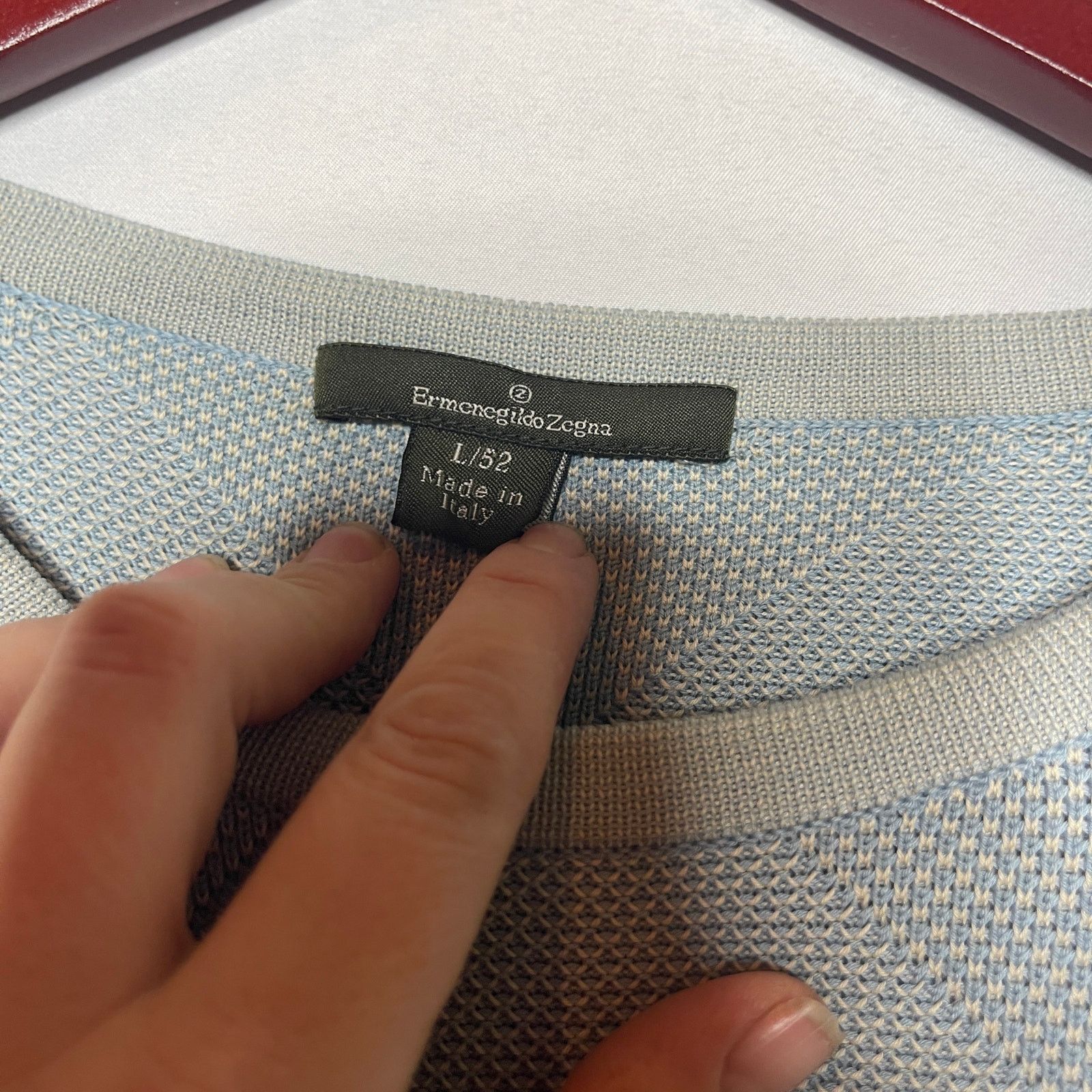 Ermenegildo Zegna Ermenegildo Zegna 100% cotton bluish grey diamond pullover L Size US L / EU 52-54 / 3 - 2 Thumbnail