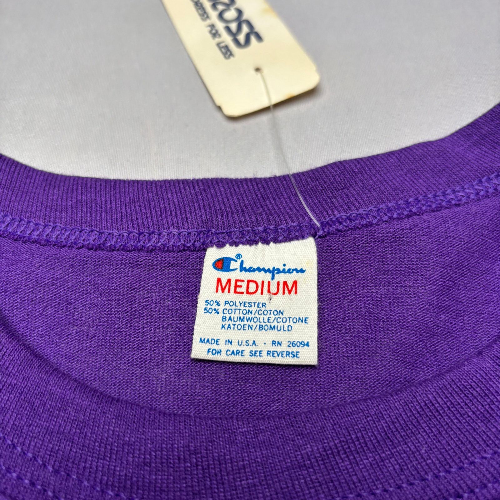 Champion Vintage 80s Champion Blank Tee Shirt Purple Men's Medium Size US M / EU 48-50 / 2 - 6 Thumbnail
