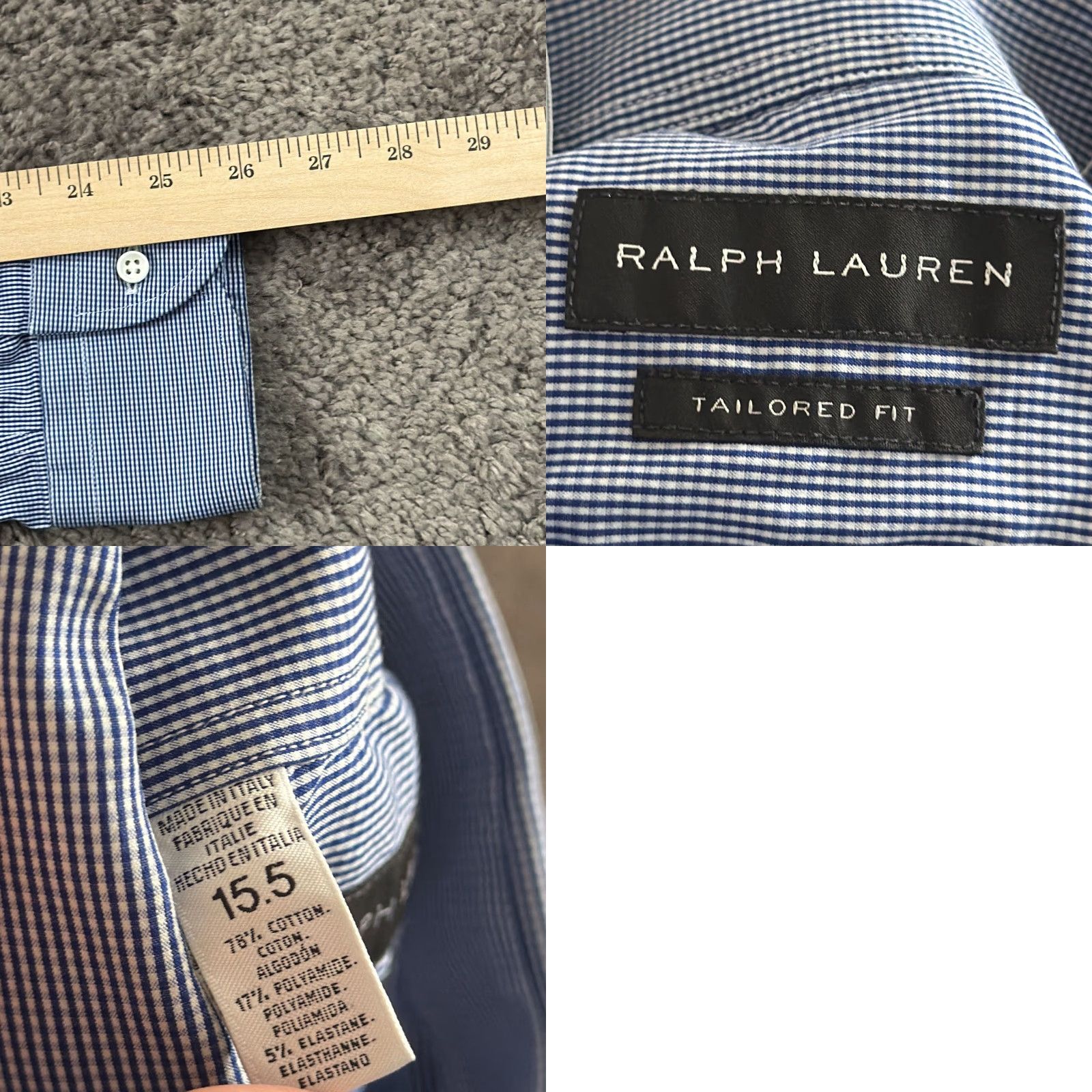 Ralph Lauren Ralph Lauren Shirt Mens M Blue Check Tailored Black Label Made In Italy Size US M / EU 48-50 / 2 - 8 Thumbnail