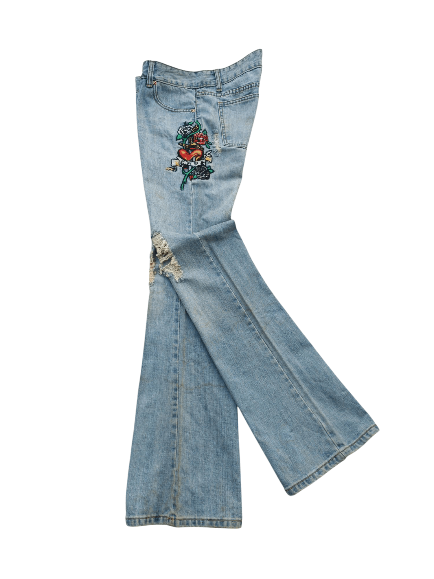 Abercrombie & Fitch FLARED Abercrombie & Fitch Distressed Embroidery Denim E218 Size US 30 / EU 46 - 10 Thumbnail