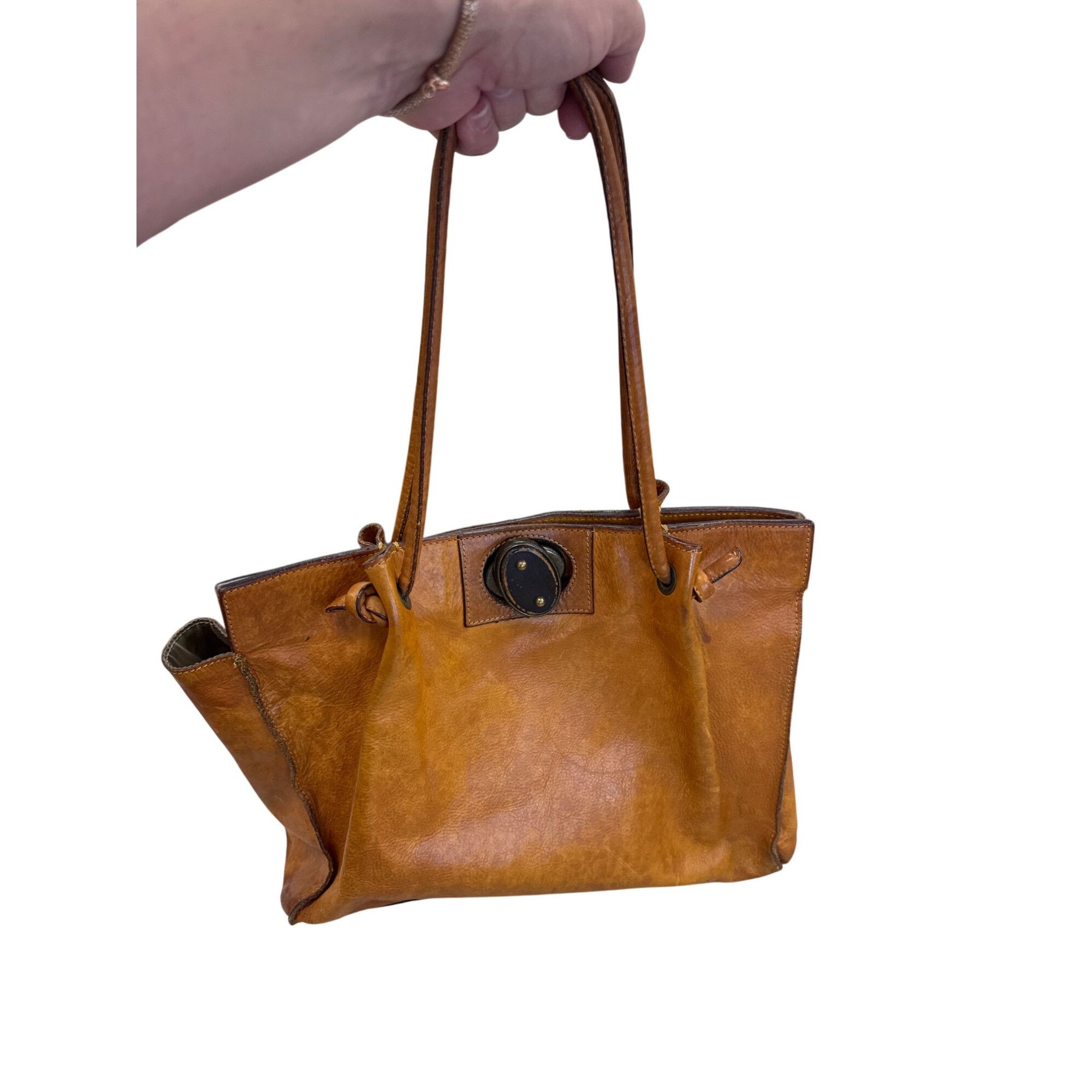 Designer Paolo Masi Womens brown Vintage Leather Shoulder Handbag SKU Size ONE SIZE - 15 Thumbnail