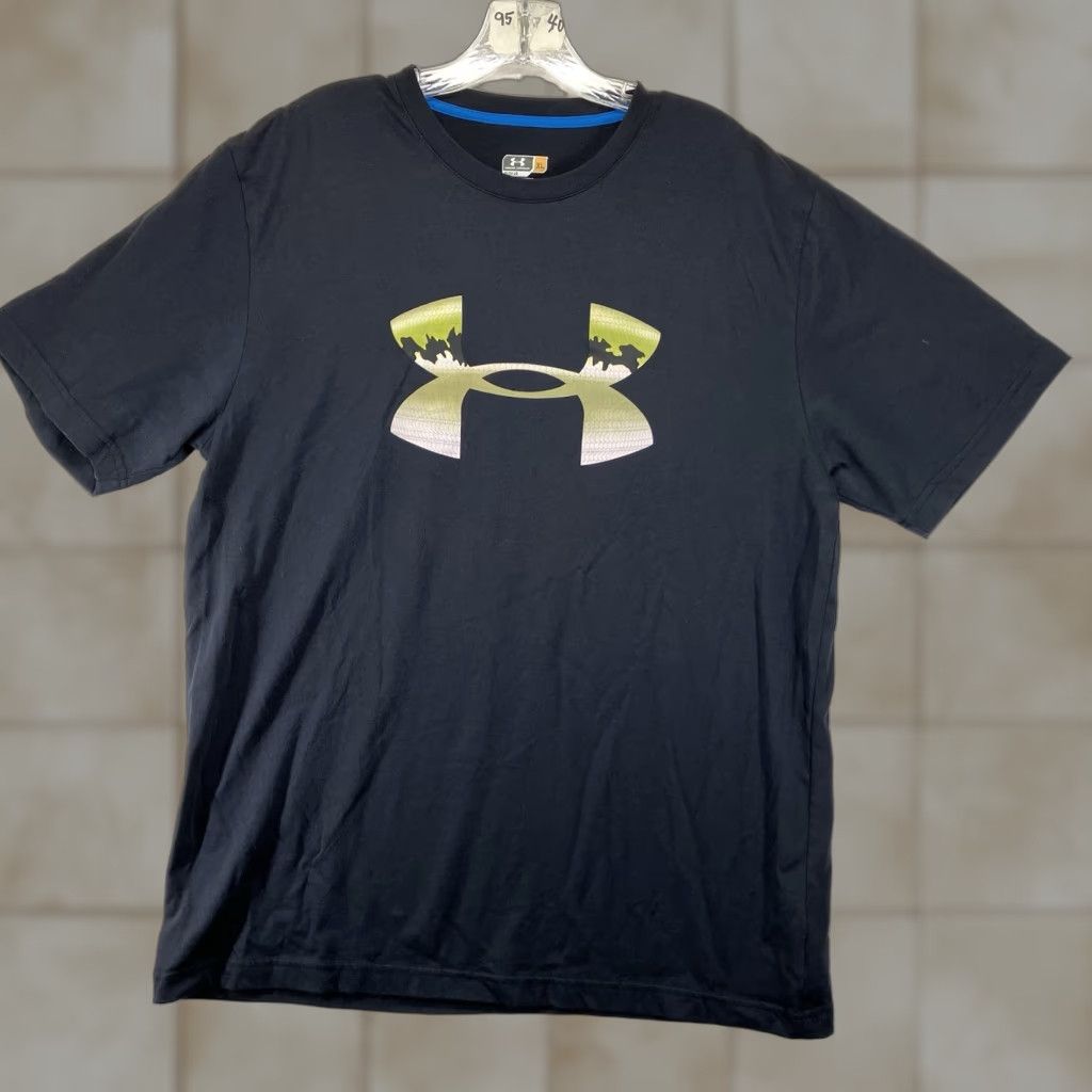 Under Armour Under Armour Shirt Mens XL Black UA Camo Logo Active Athletic Casual Short Sleeve Crew Neck Lightweight Breathable Stretch Marine? Size US XL / EU 56 / 4 - 1 Thumbnail
