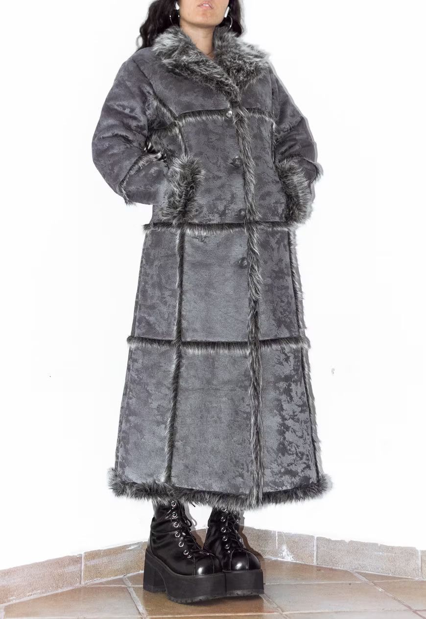 Designer × Japanese Brand × Vintage Vintage Faux Fur Patchwork Long Afghan Coat Size L / US 10 / IT 46 - 3 Thumbnail
