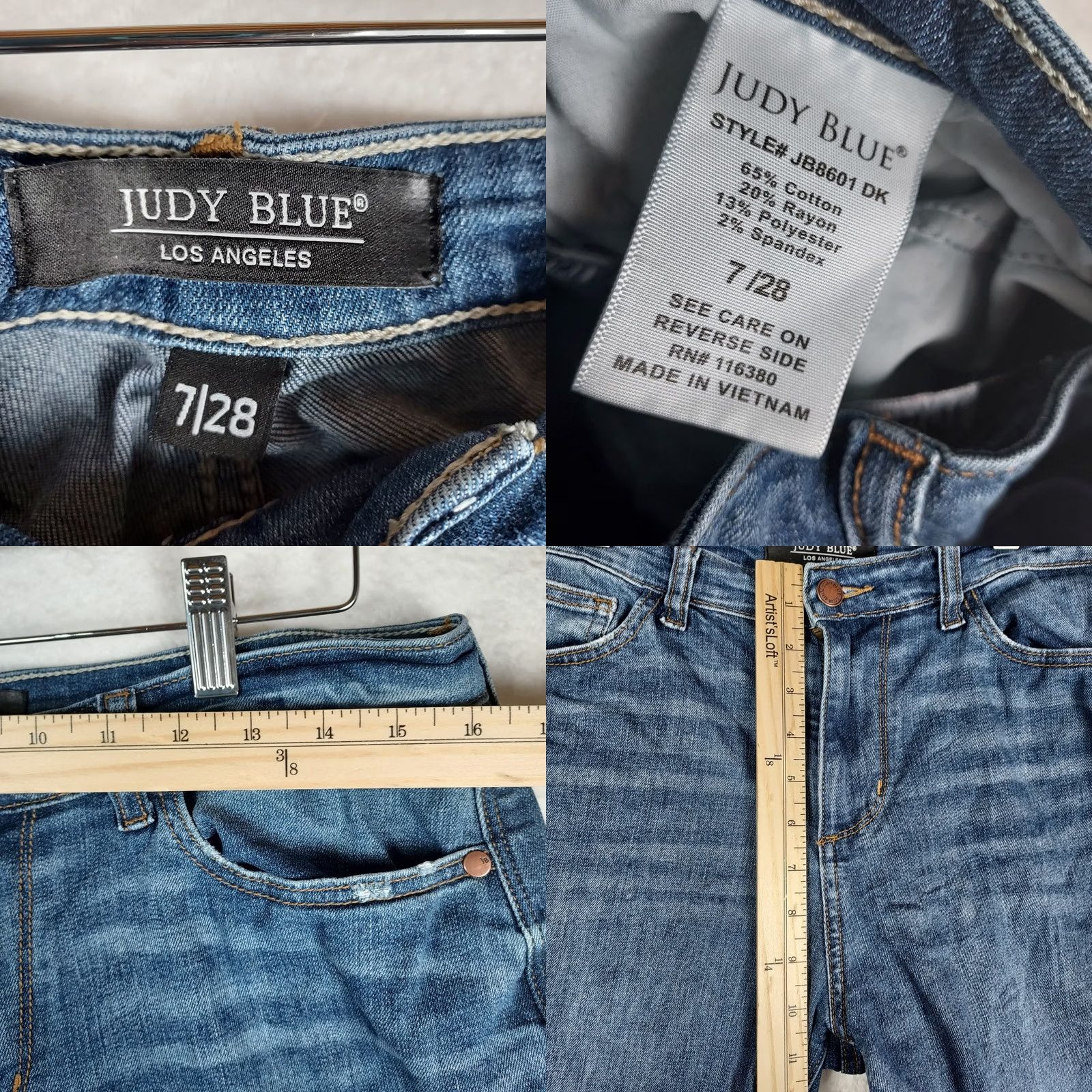 Vintage Judy Blue Women’s Straight Fit Jeans Size 28 Medium Wash Stretch Denim 5-Pocket Zip Regular Rise Mid Blue Womens Jeans Size 28" / US 6 / IT 42 - 8 Thumbnail