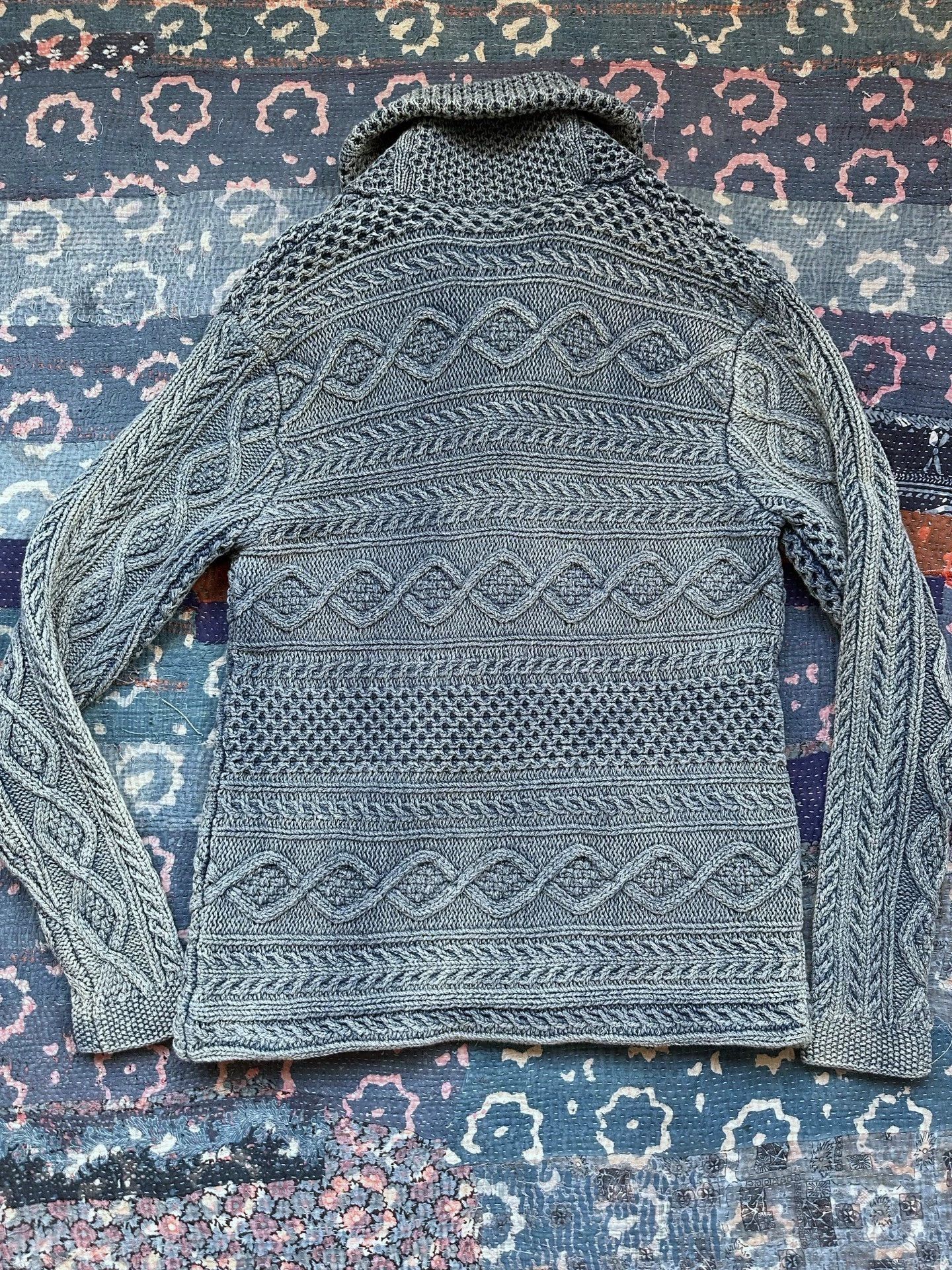 RRL Ralph Lauren Blue Cable Knit Button-Up Cardigan Size US XXS / EU 40 - 2 Thumbnail