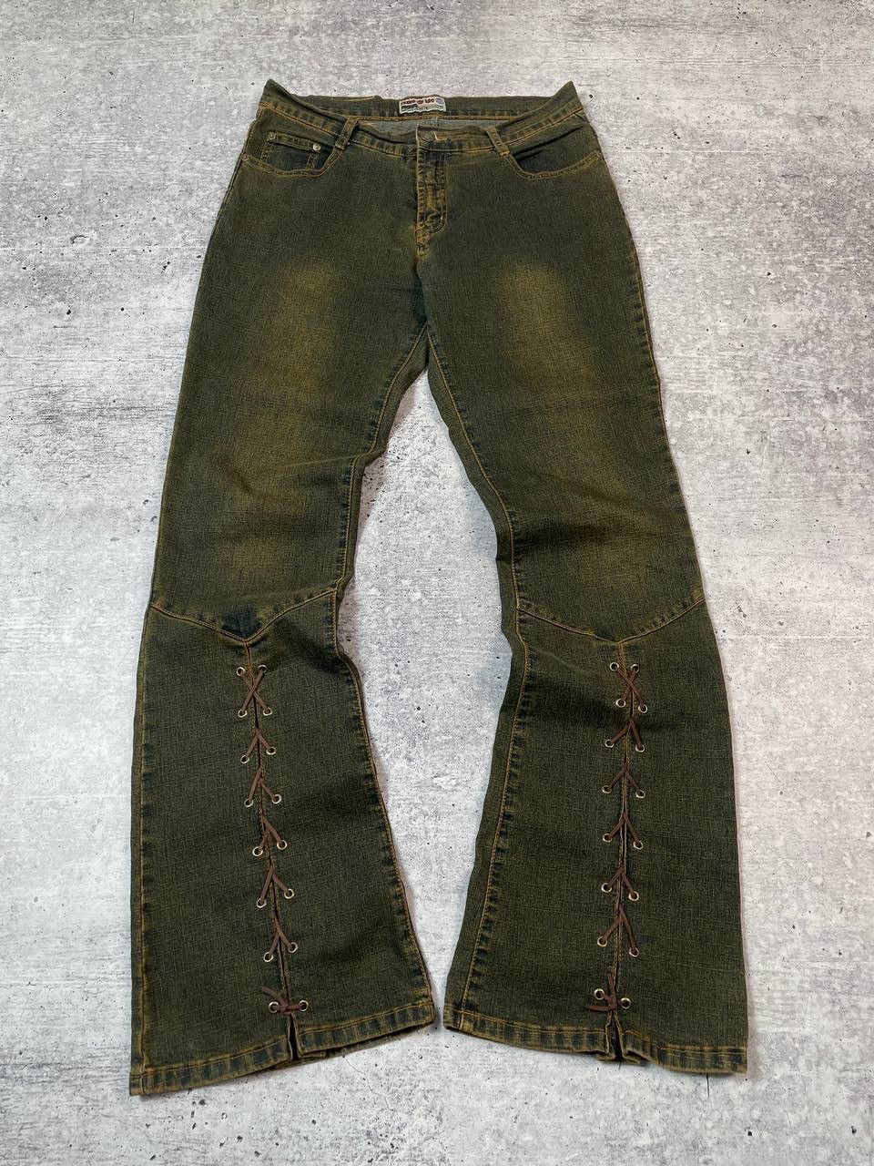 Hysteric Glamour Vintage 00s Flared Faded Cowboy Lace Denim Jeans LGB Y2K Size 34" / US 12 / IT 48 - 1 Thumbnail