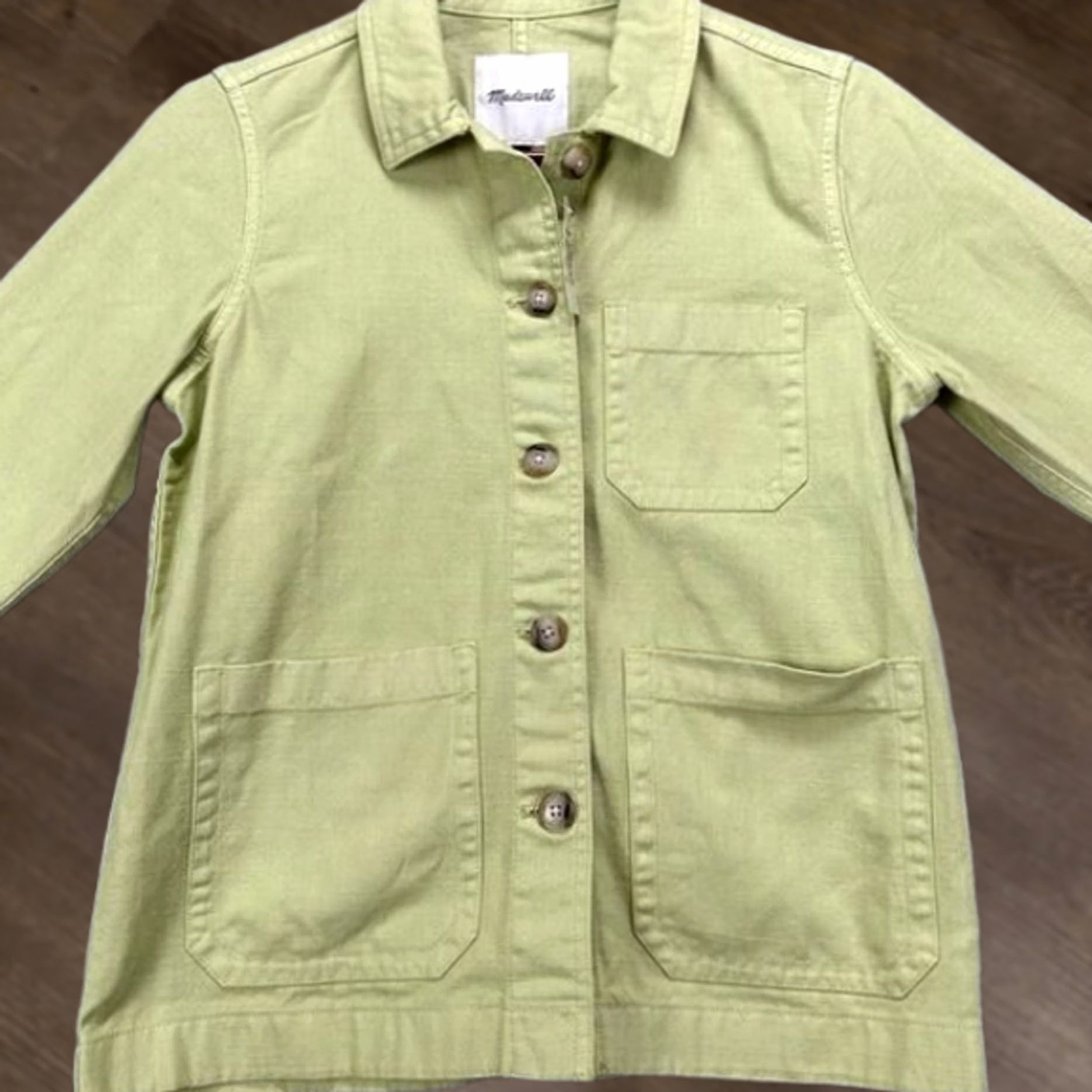 Madewell Madewell Jean Jacket Womens XS Green Denim Collared Button Pocket Casual New Size 26" / US 2 / IT 38 - 1 Thumbnail