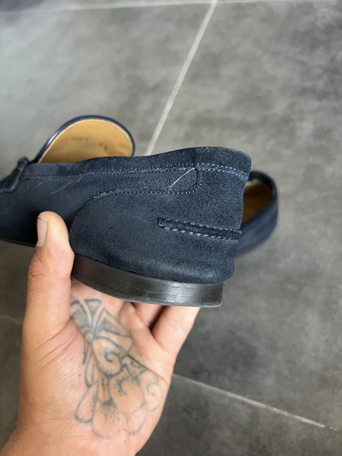 Designer × Gucci × Vintage Vintage GUCCI Web Stripe Suede Loafers Size US 7.5 / EU 40-41 - 7 Thumbnail