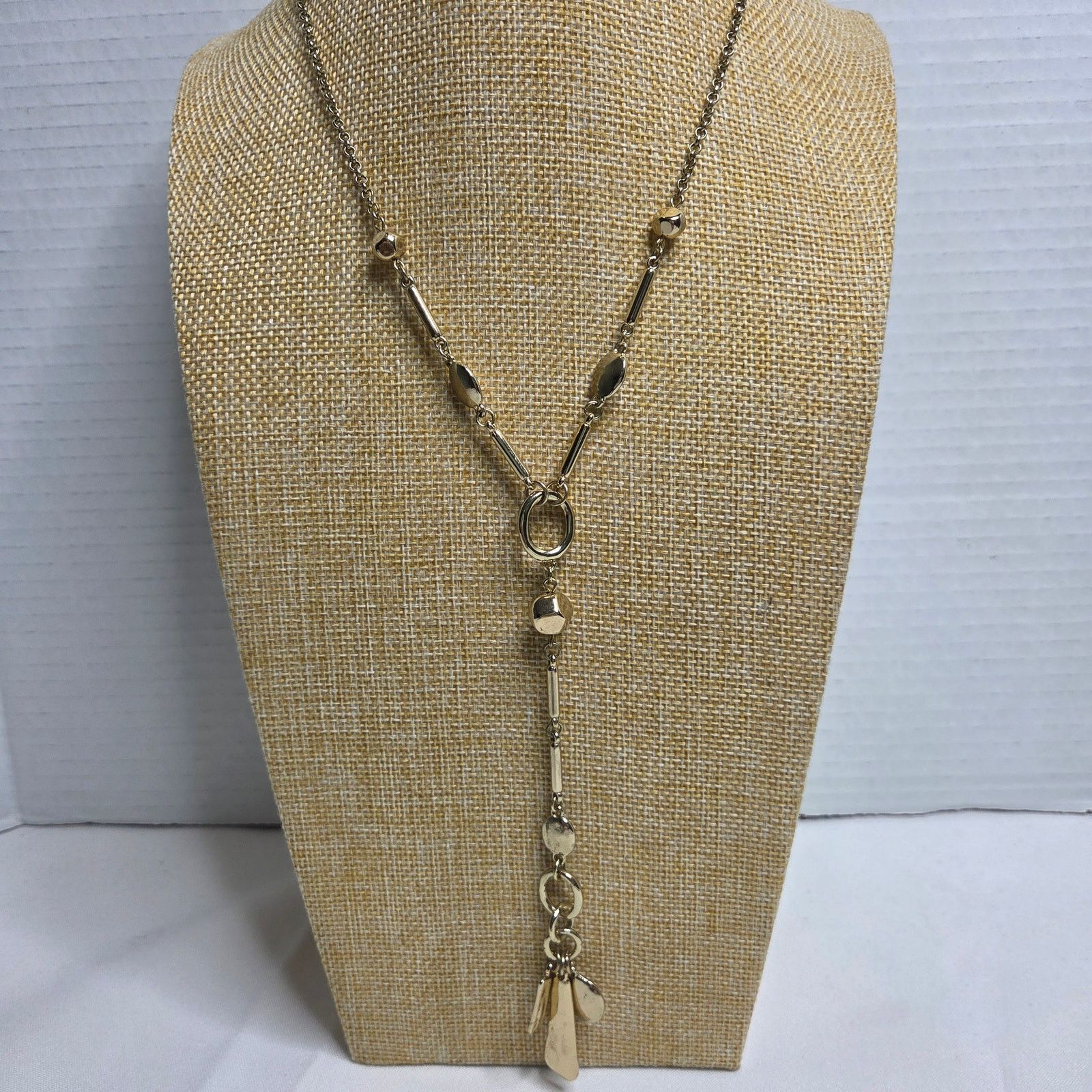Chicos Chico's Nydia Lariat Gold Tone Y-Drop Necklace Jewelry 24" Size ONE SIZE - 1 Thumbnail