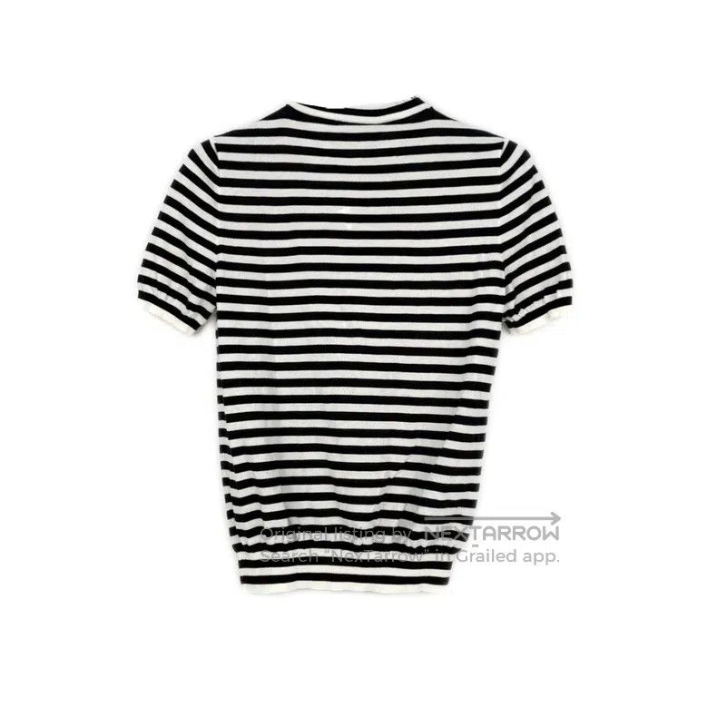 Prada Prada Dark blue striped letter knitted short sleeves Size US XXS / EU 40 - 2 Thumbnail