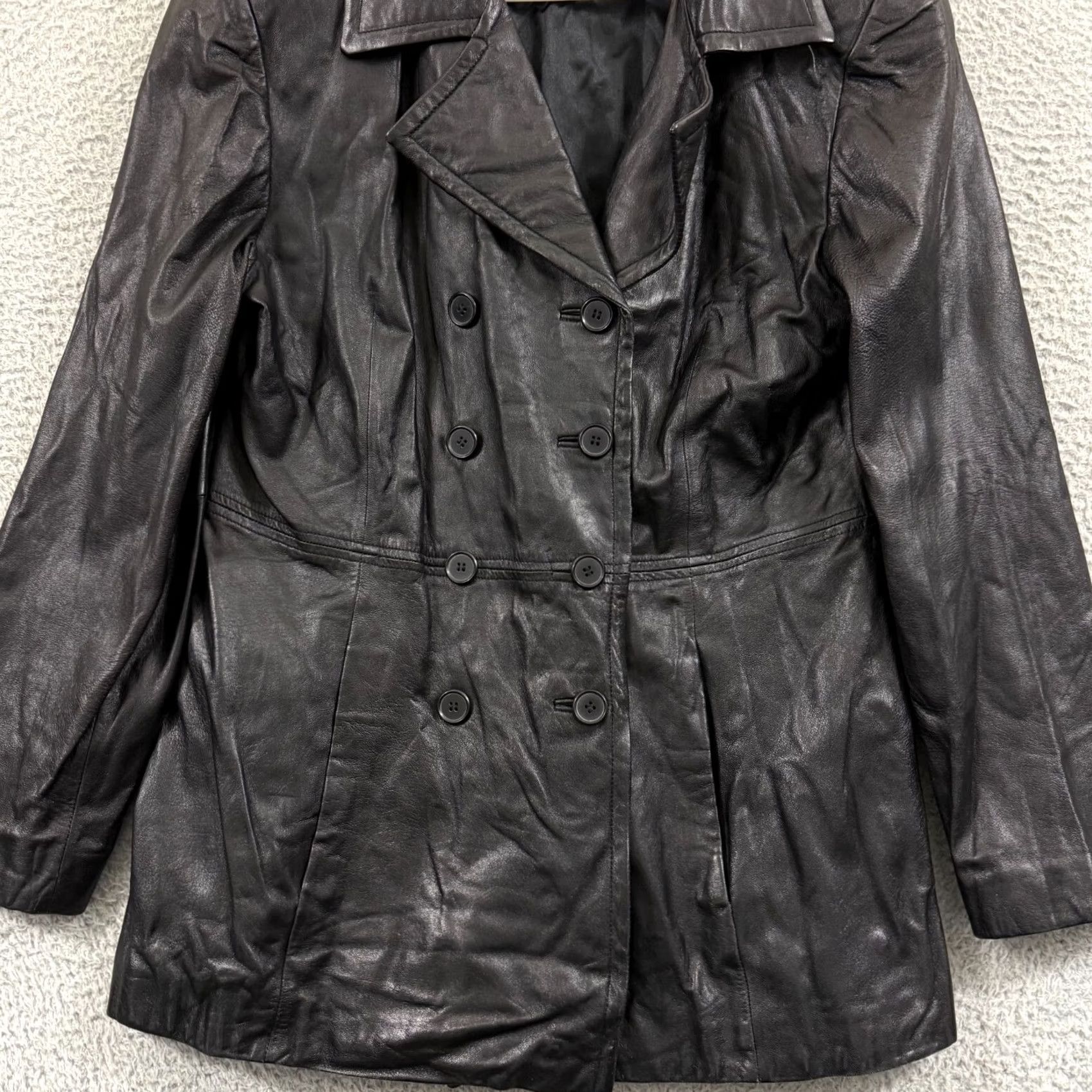 Ferrari VTG Ferrari Jacqueline Jacket Women Large Black Leather Belted Collared 80s Bomber Pockets Size L / US 10 / IT 46 - 2 Thumbnail