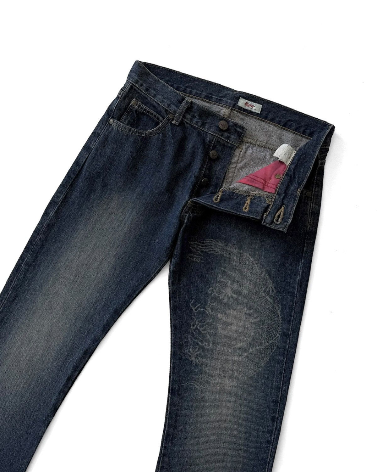 Vivienne Tam Vintage Vivienne Tam Dragon Low-Rise Bootcut Jeans Size 30" / US 8 / IT 44 - 4 Thumbnail
