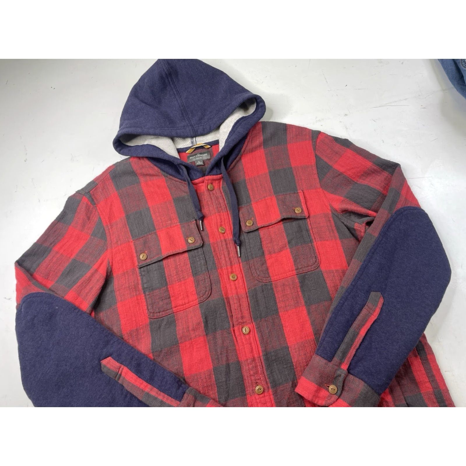 Vintage LL Bean Signature Hooded Shirt Mens Large Slim Plaid Heritage Textured Flannel Shirt Size US L / EU 52-54 / 3 - 2 Thumbnail
