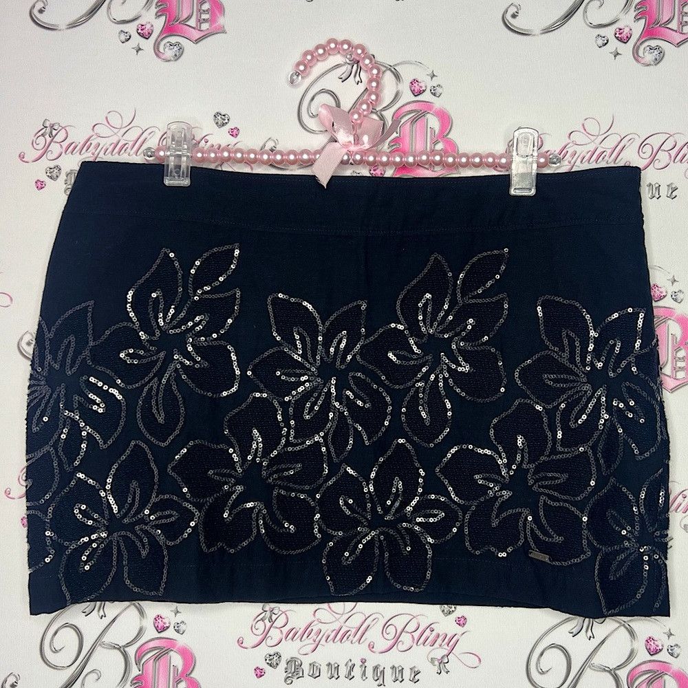 Hollister skirt tropical flowers sequin embroidered sparkly