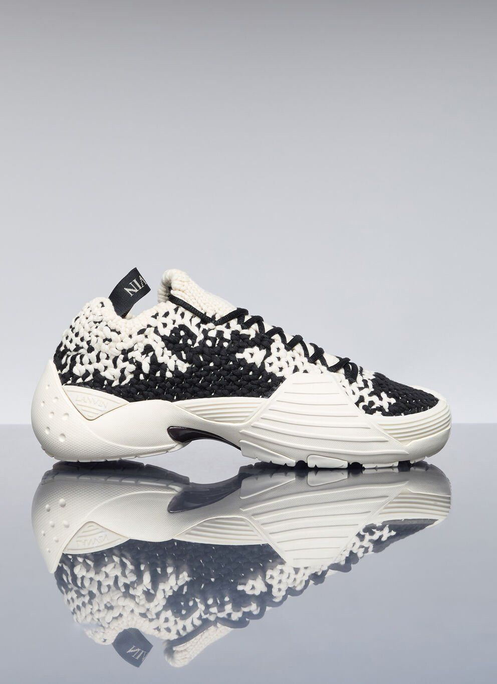 image of Lanvin Flash-Knit Sneakers in Black, Men's (Size 8)