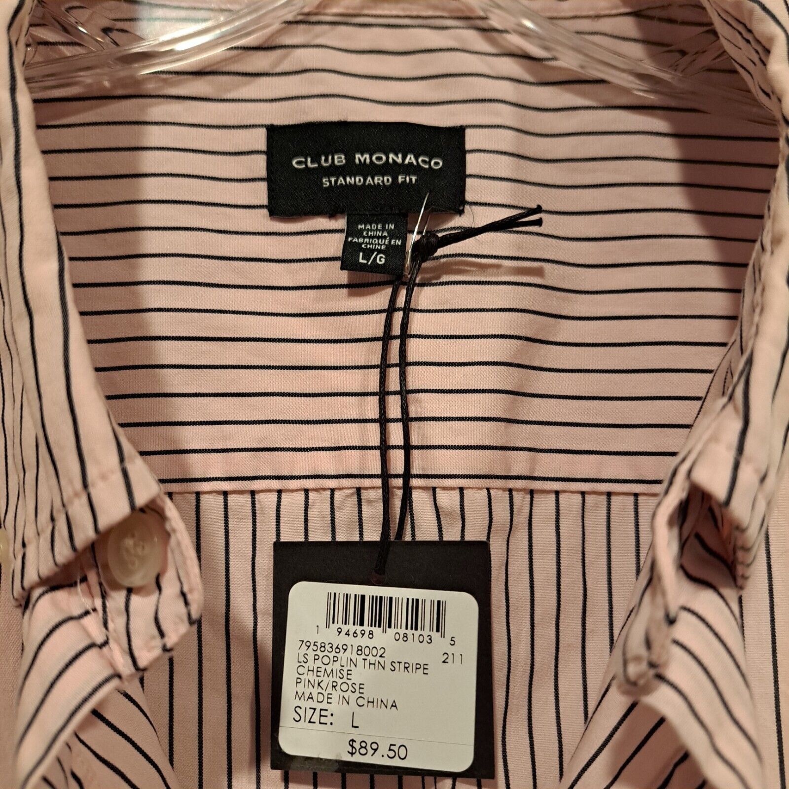 Club Monaco Club Monaco Thin Stripe Poplin Shirt Pink Men's Sz Large NWT Size US L / EU 52-54 / 3 - 4 Thumbnail