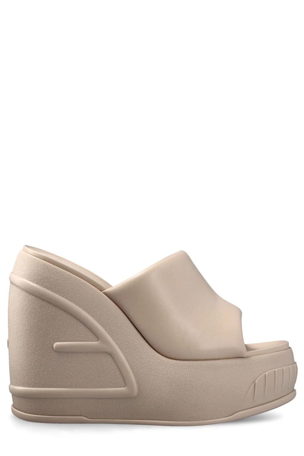 Fendi Wedge FF Pattern Platform Slides Sandals in beige