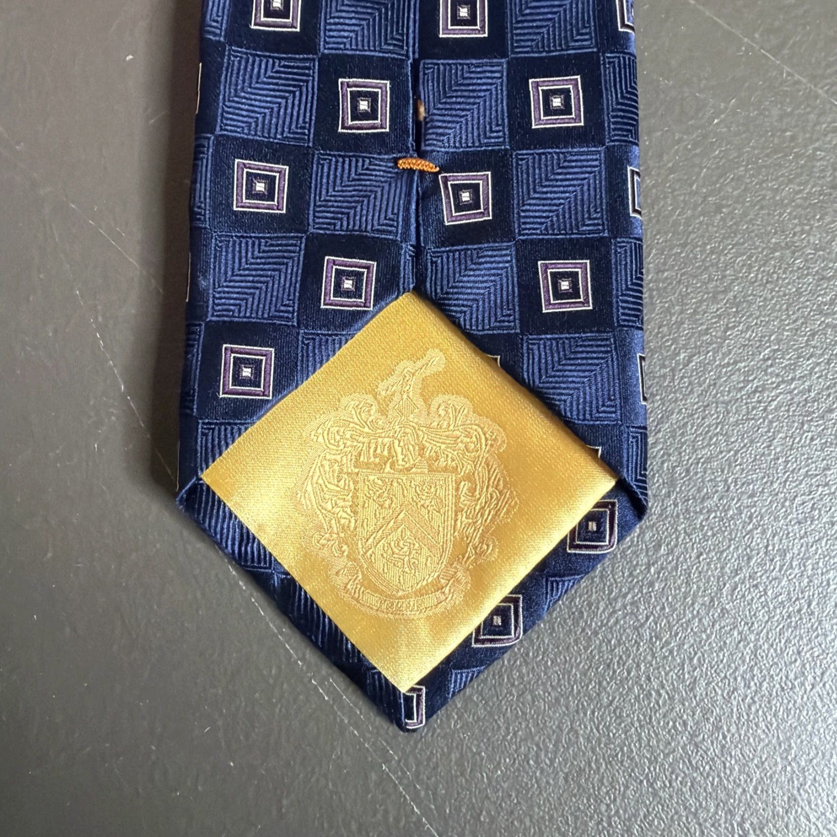 Vintage PRESIDENTIAL Donald J. Trump MENS Tie Silk Jacquard 3.25"x58" Dark Brown Light Blue Geometric Squares Size ONE SIZE - 4 Thumbnail