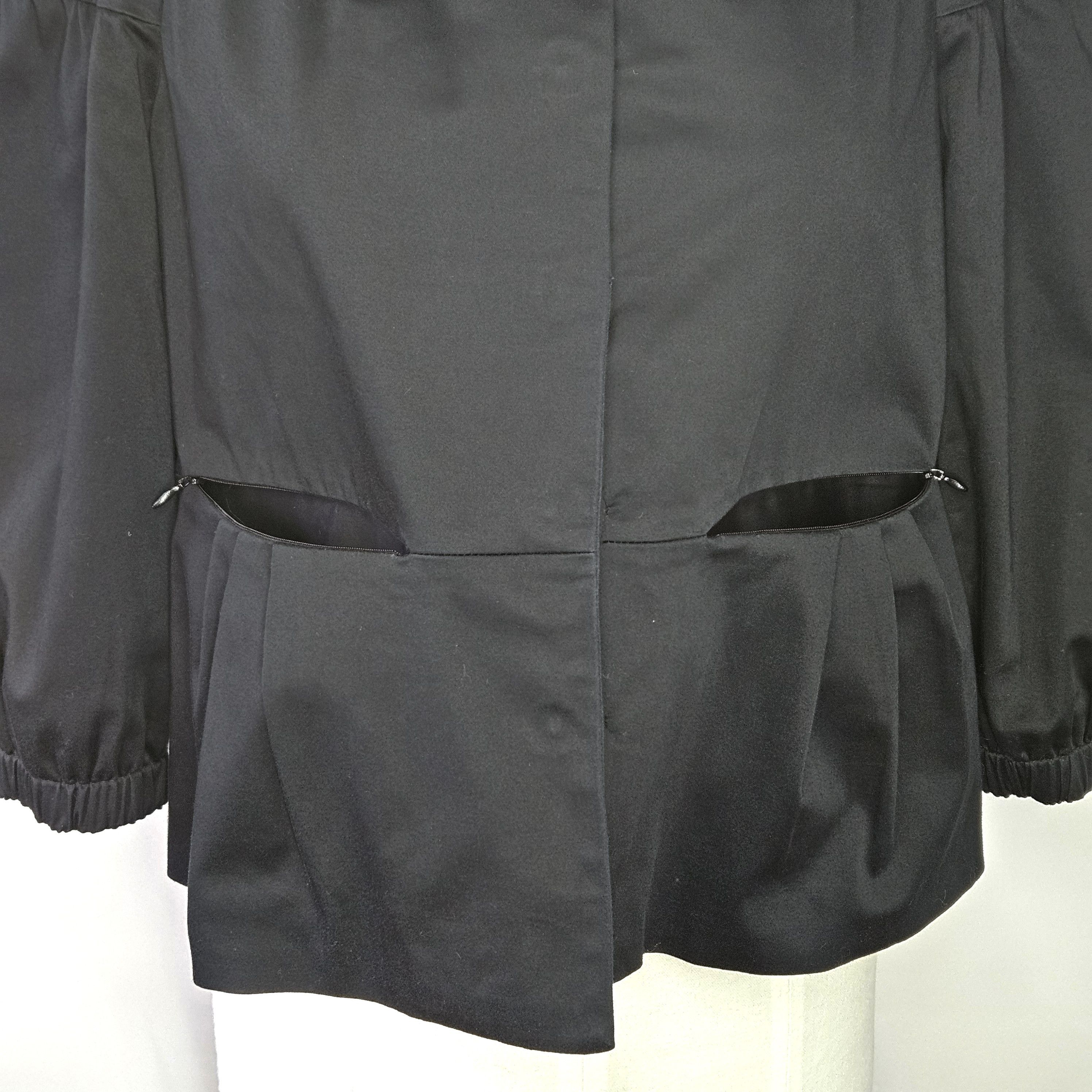 Other Elle Size L Blazer Jacket Black Puff Sleeves Cotton Zipper Size L / US 10 / IT 46 - 6 Thumbnail