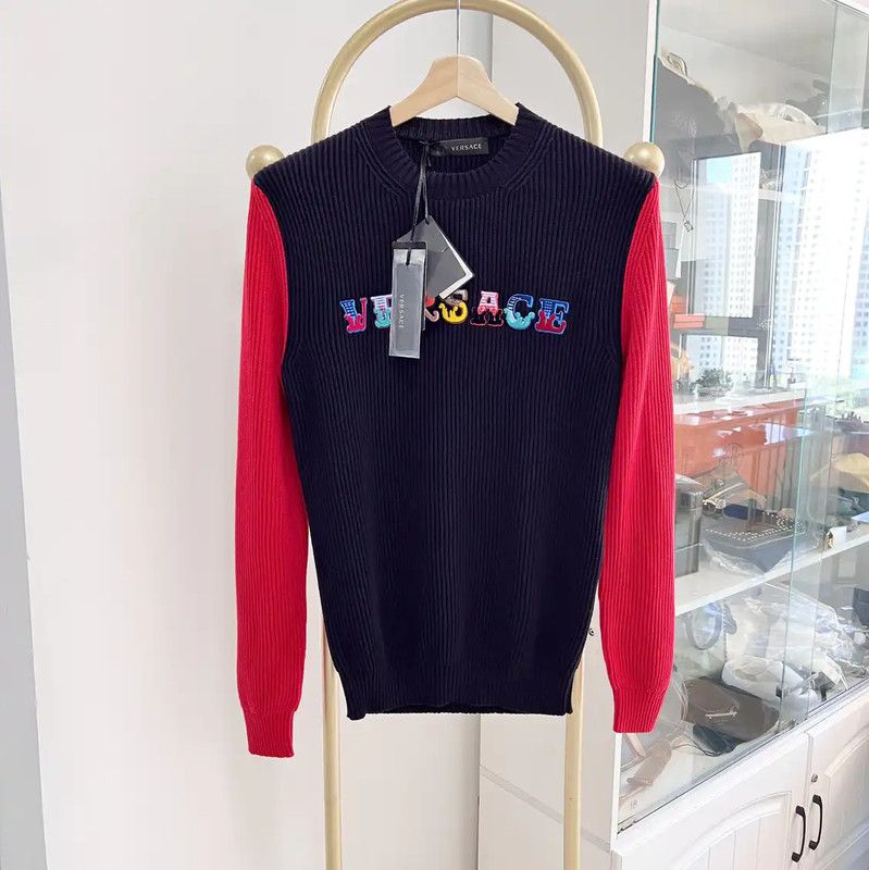 Versace Versace Men's Blue Wool Blend Long Sleeve Sweater 0089 Size US S / EU 44-46 / 1 - 1 Thumbnail