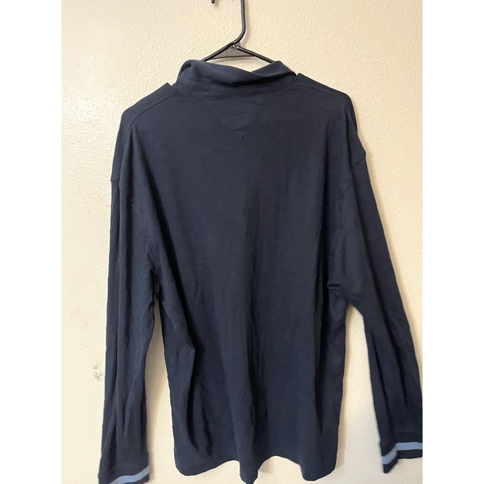 Tommy Hilfiger TOMMY HILFIGER Men's Custom Fit Long Sleeve Polo Shirt XL Navy Blue Solid 100% Cotton Size US XL / EU 56 / 4 - 2 Thumbnail