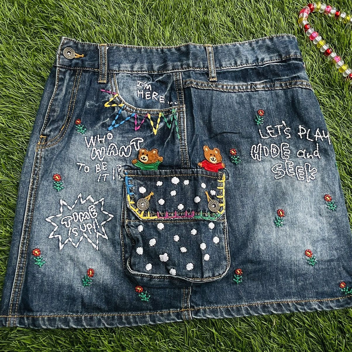 Seditionaries × semanticdesign Y2K Rough Natural Charm Denim Mini Skirt Size 28" / US 6 / IT 42 - 5 Thumbnail